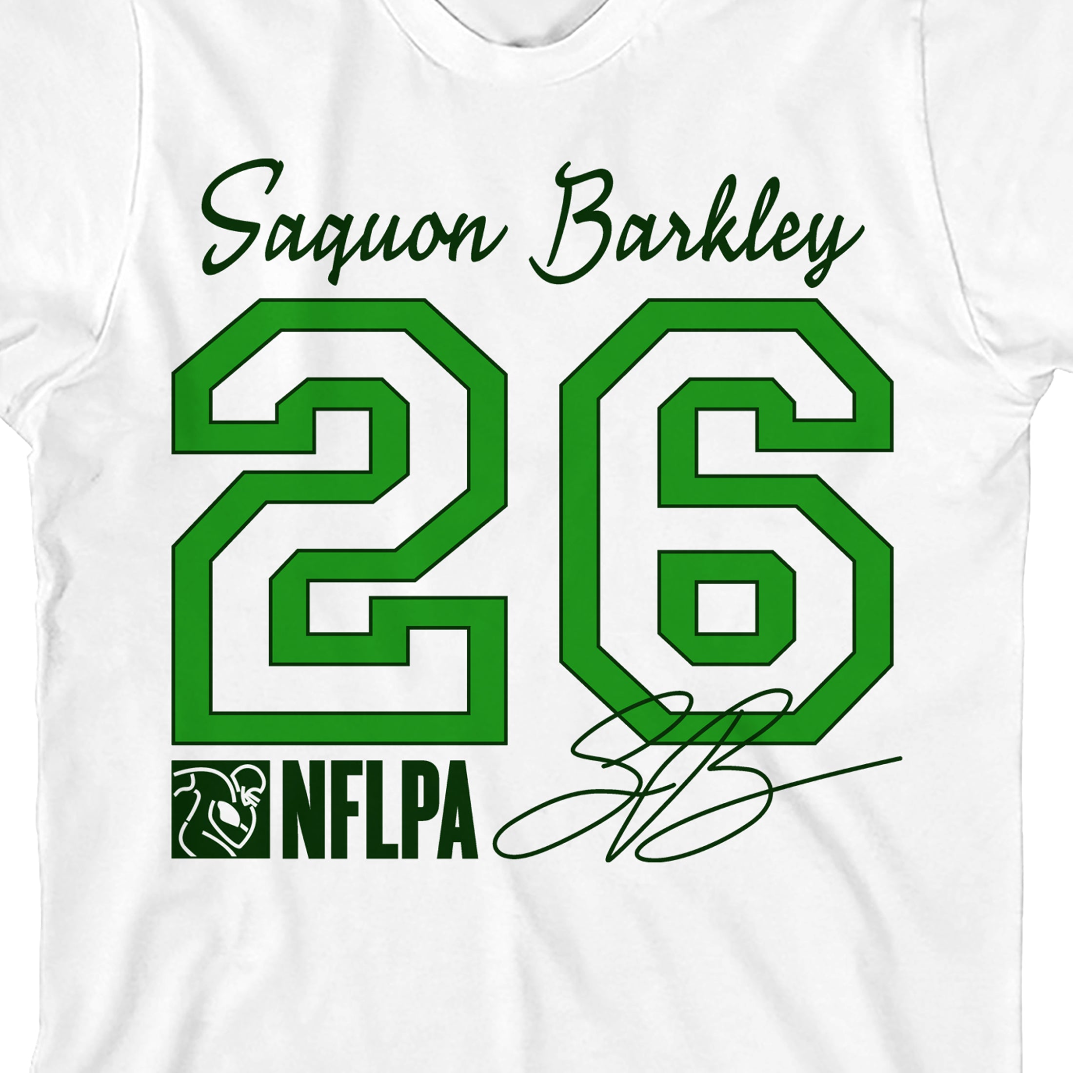 NFLPA Saquon Barkley 26 Youth White Crew Neck Short Sleeve T-shirt