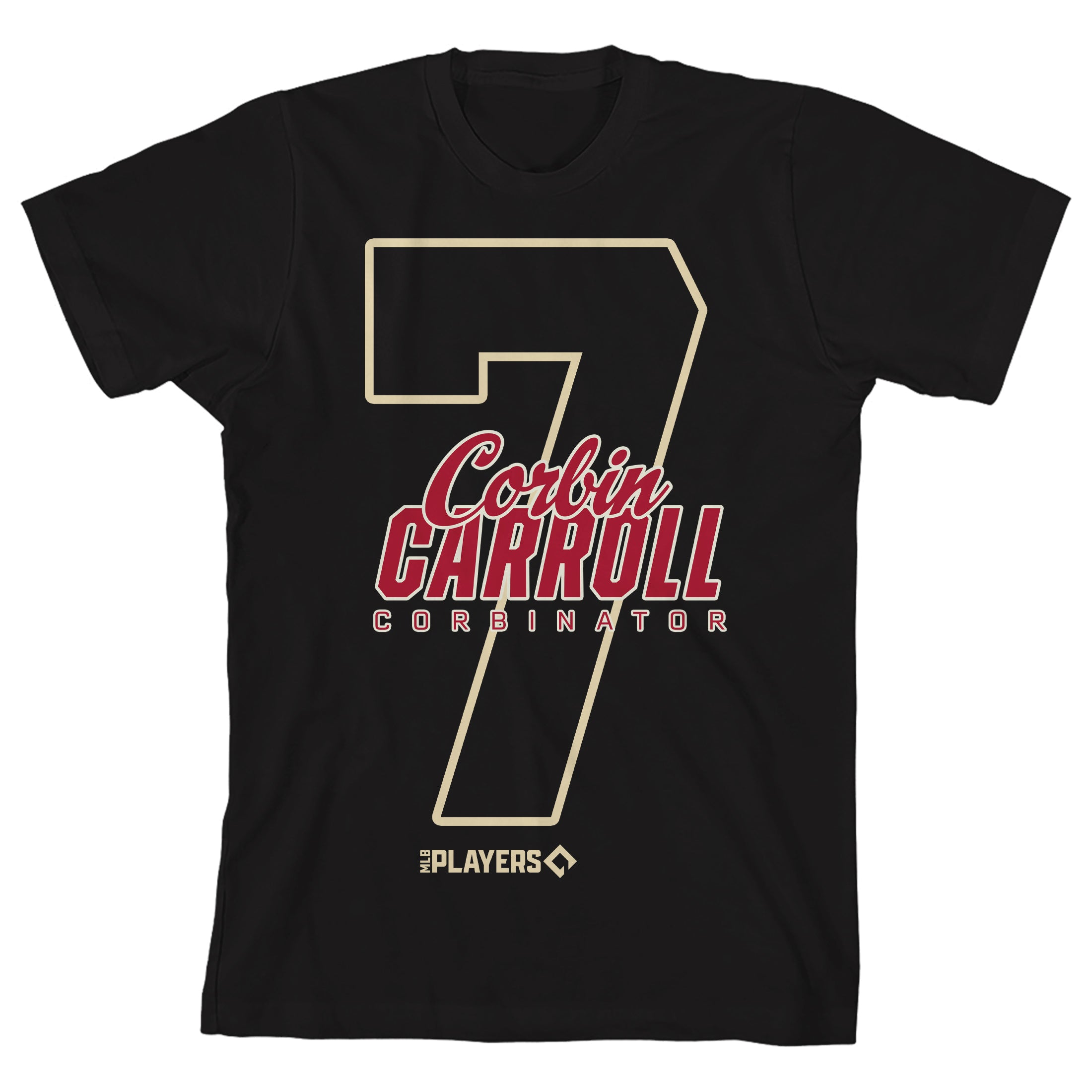 MLBPA Corbin Carroll 7 Youth Black Crew Neck Short Sleeve T-shirt