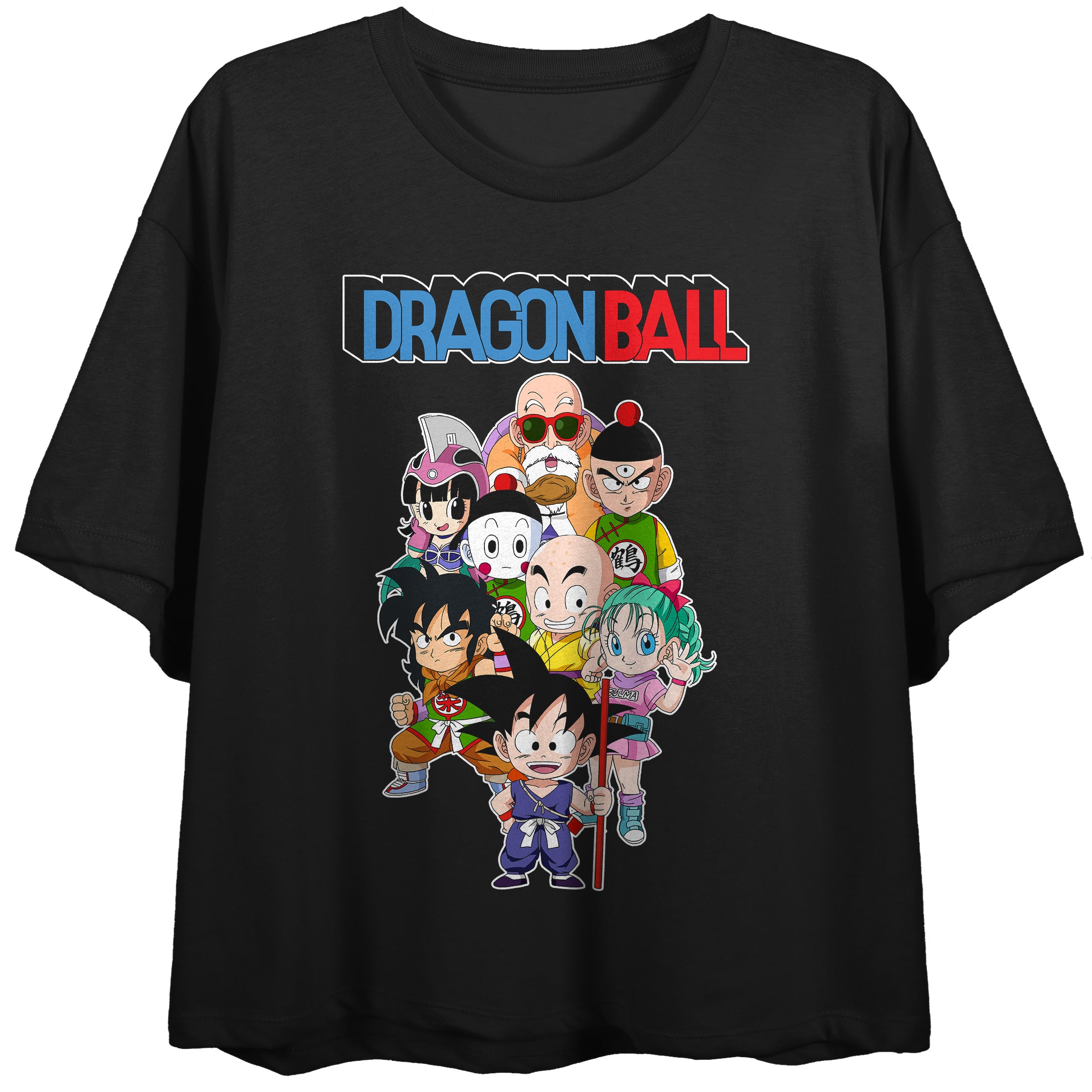 Dragon Ball Character Group on Women's Black Crop-