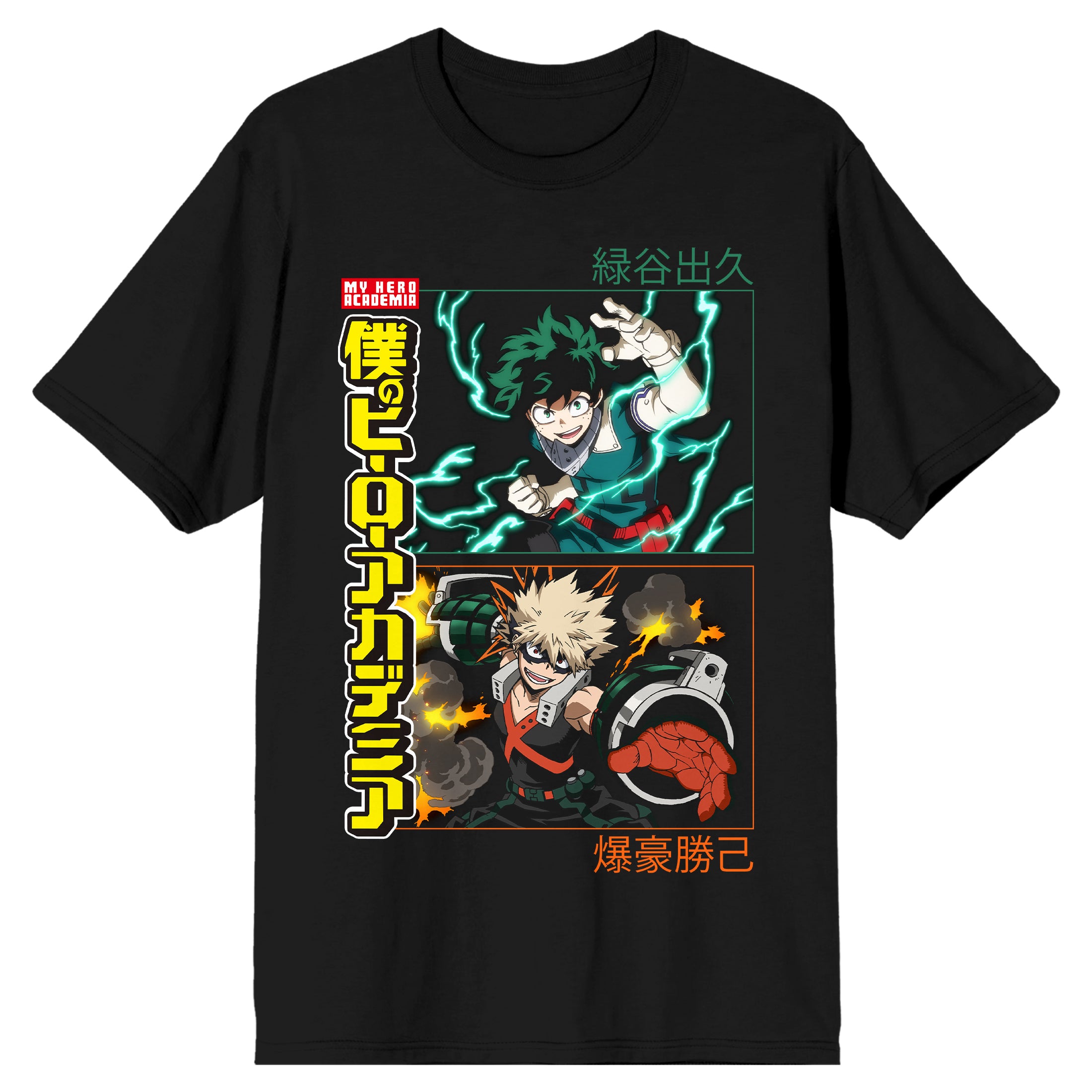 My Hero Academia Deku And Bakugo Crew Neck Short Sleeve Women's Black Crop T-shirt