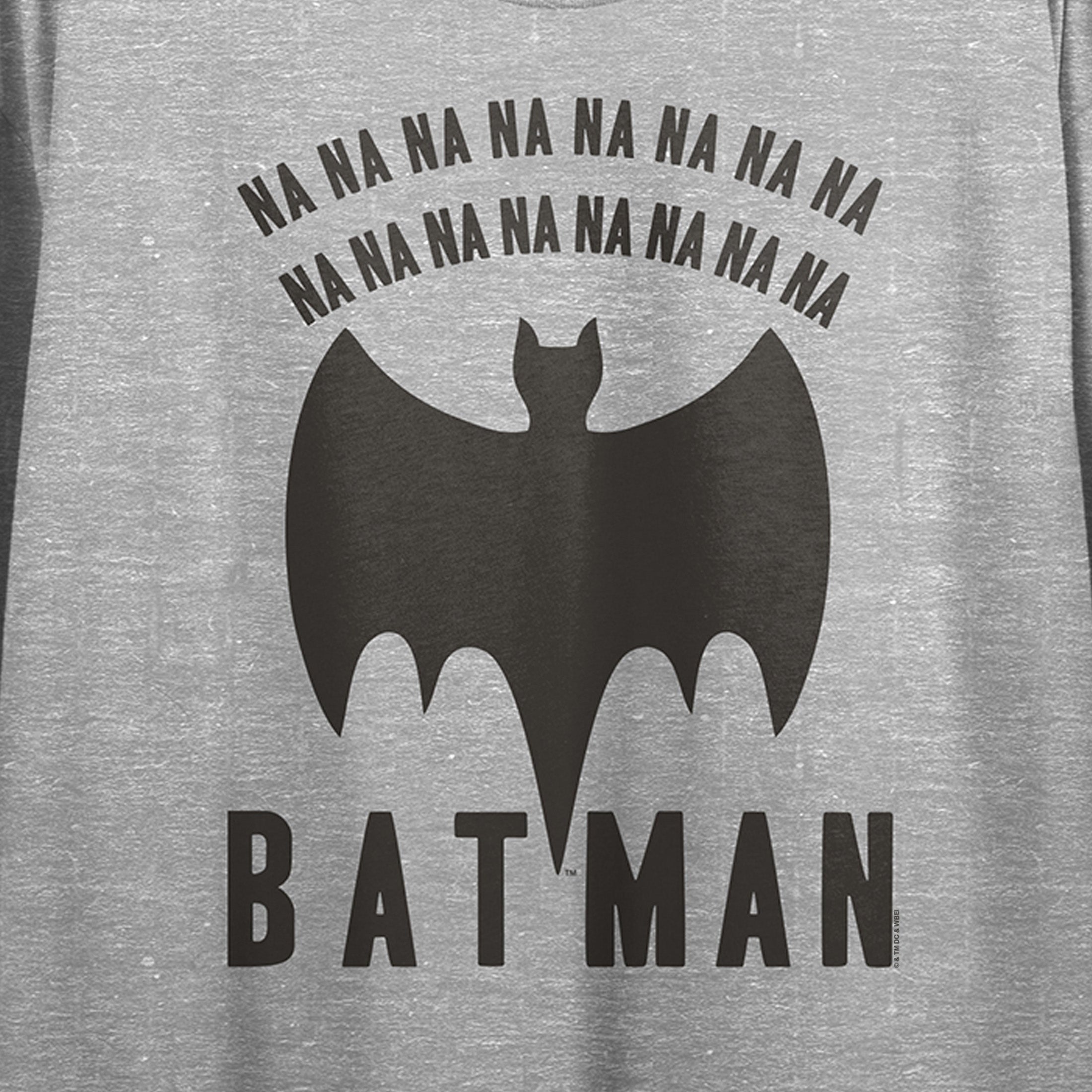 Batman Na Na Na Na Bat Logo Women's Athletic Heather Gray Boyfriend Crop Tee