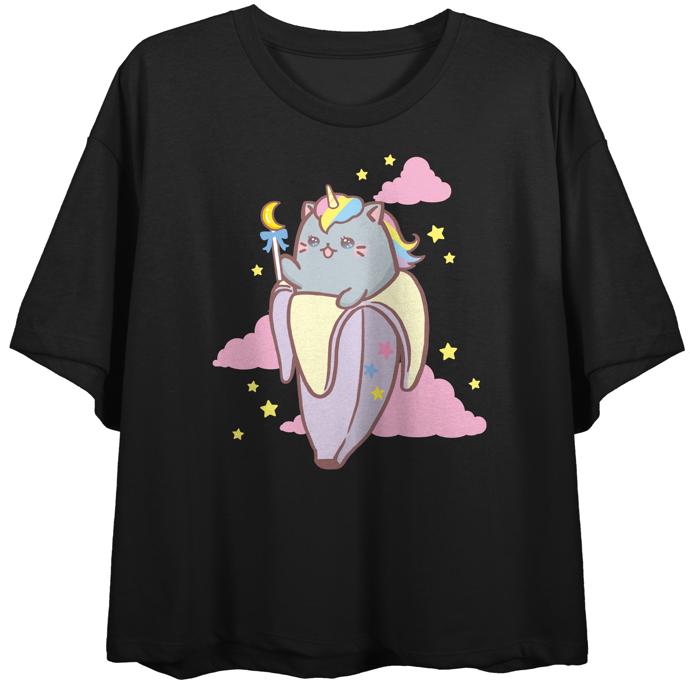 Unicorn Bananya Women's Black Crop Top