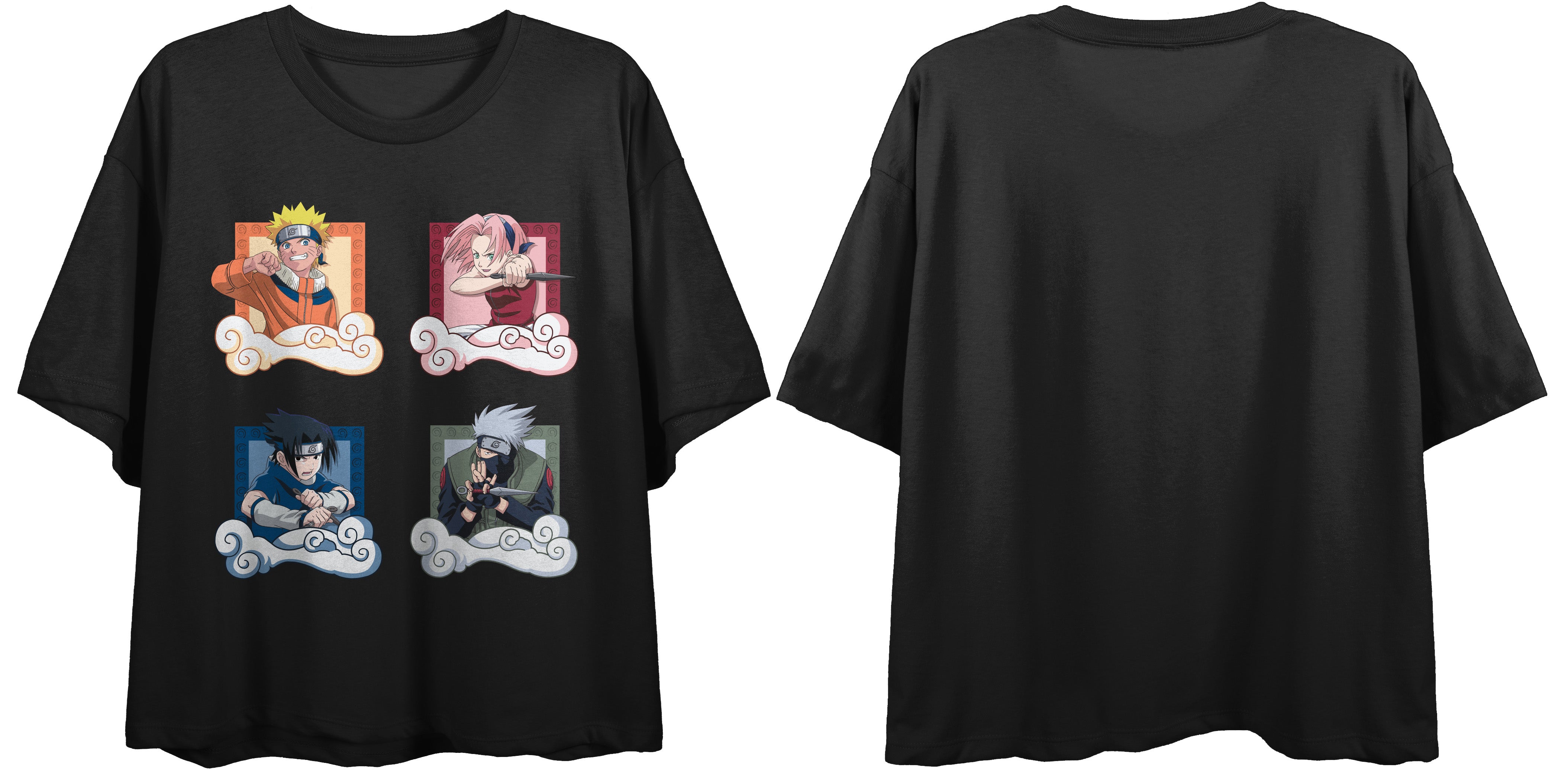 Naruto Classic Characters Grid Women's Black Crop Tee