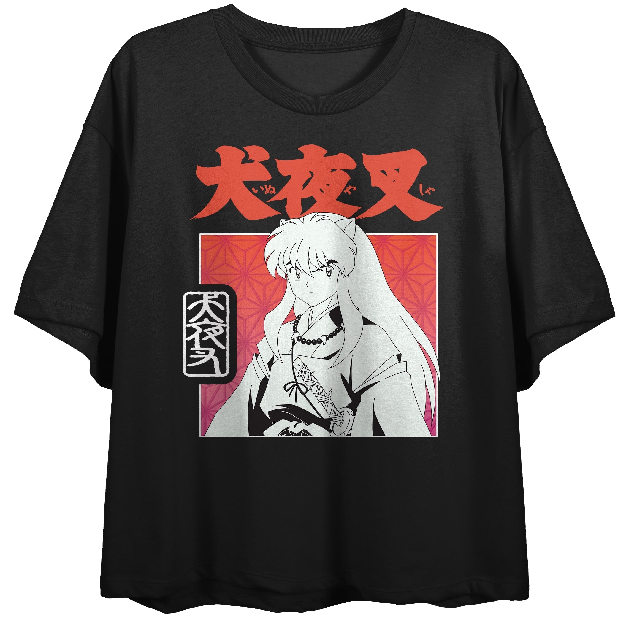 Inuyasha Black and Women's White Black Crop T-shirt
