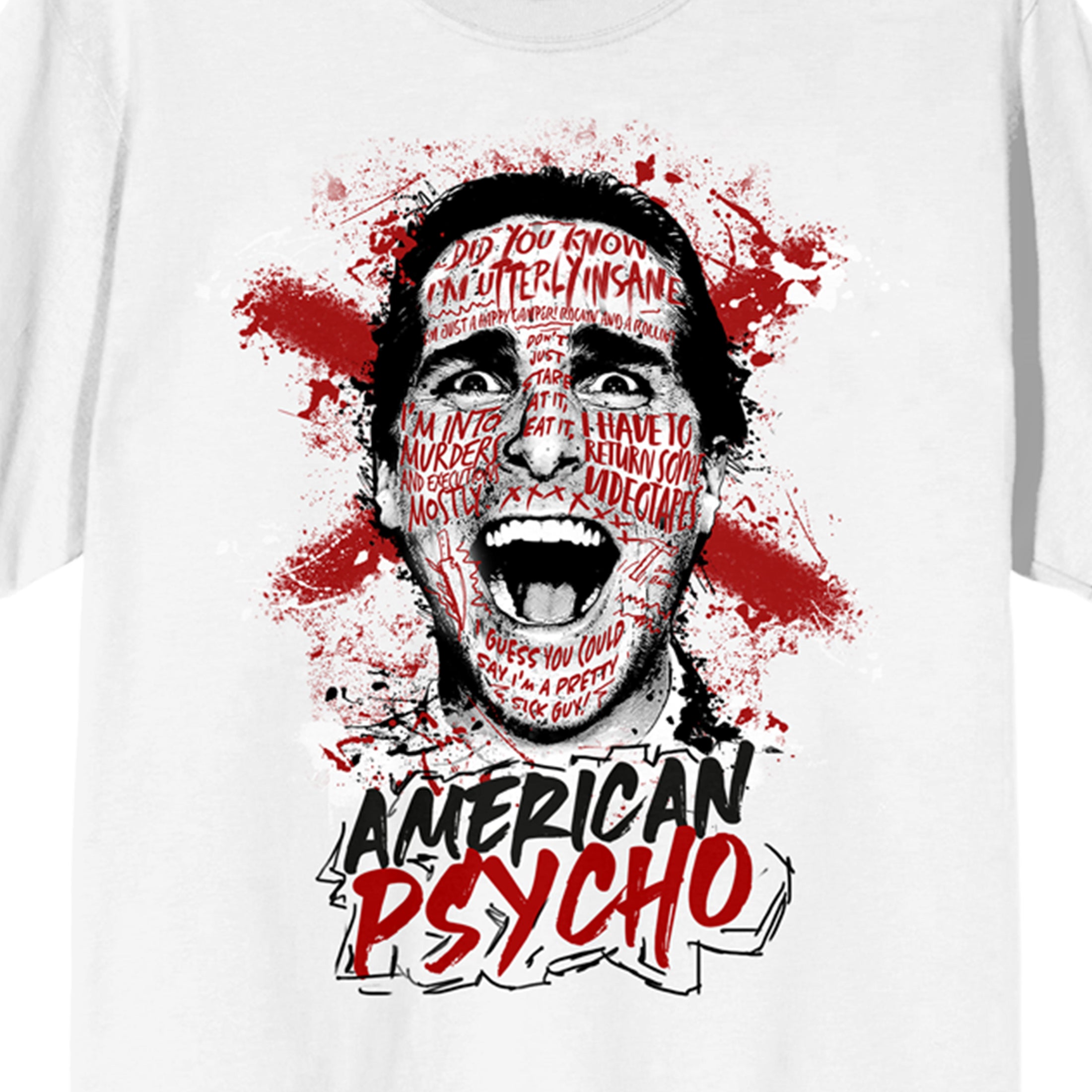 American Psycho Patrick Bateman Face Composed Art Women's White T-Shirt