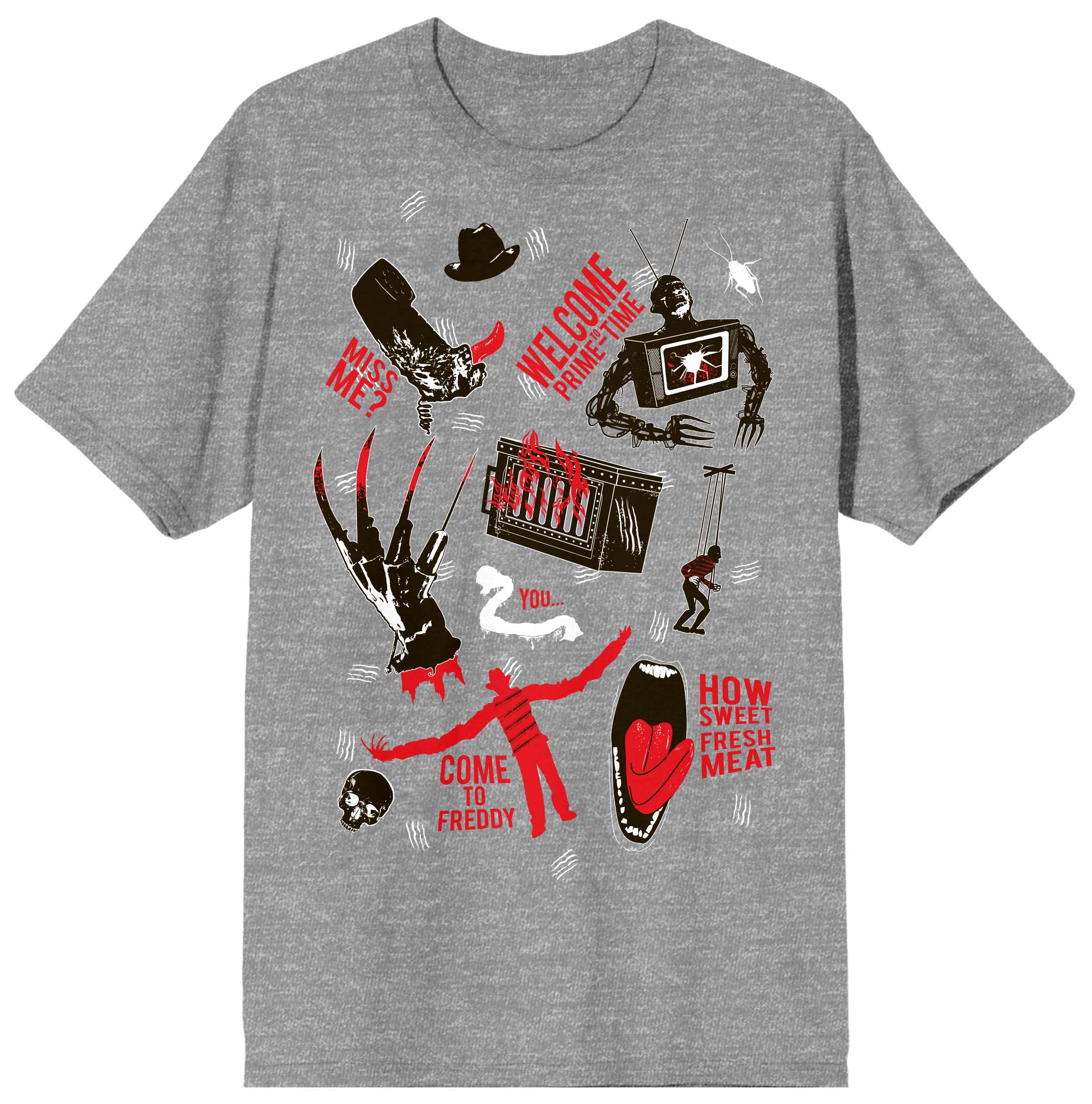 Nightmare On Elm Street Tossed Freddy Women's Heather Gray T-Shirt