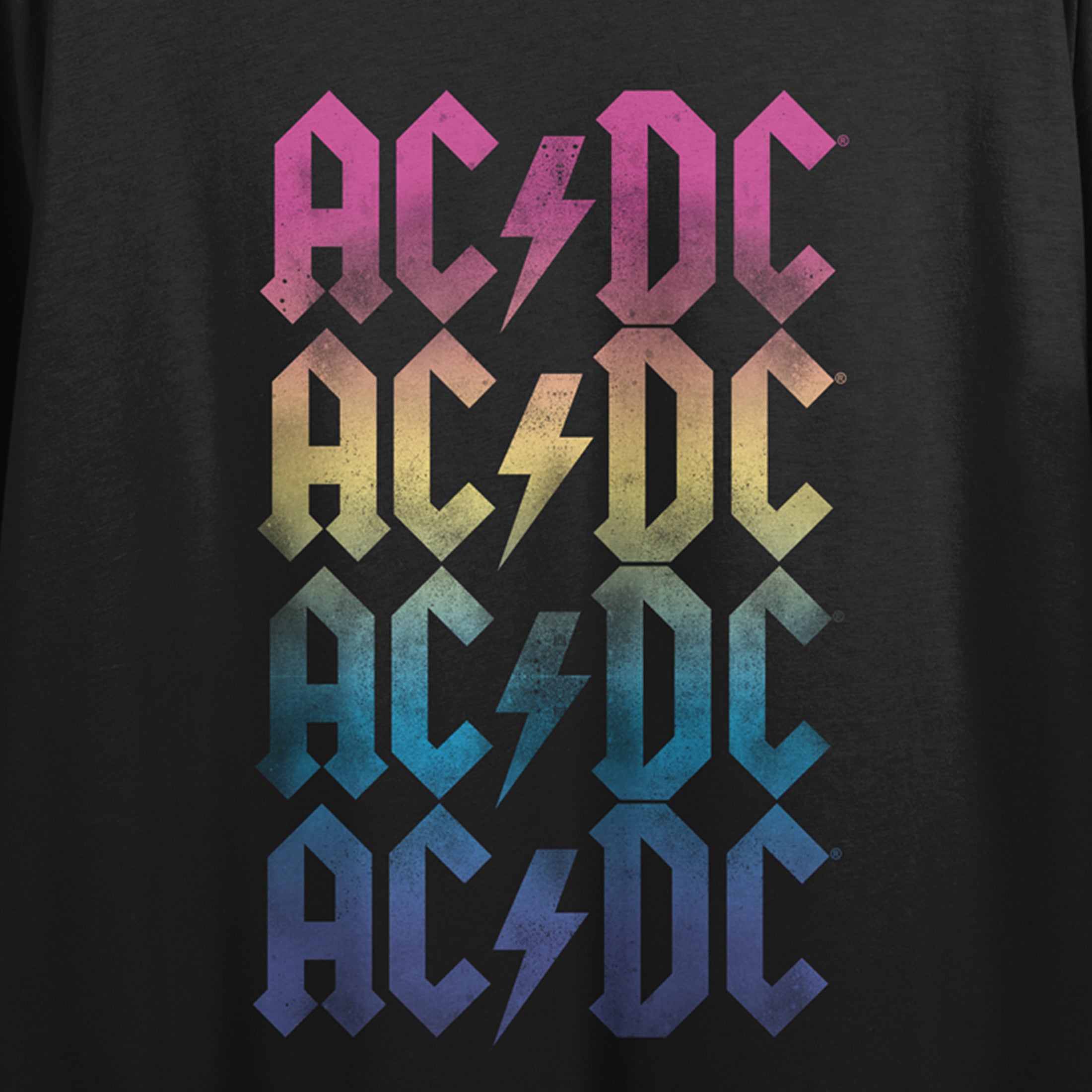 ACDC Logo Rainbow Gradation Women's Black Crop T-Shirt