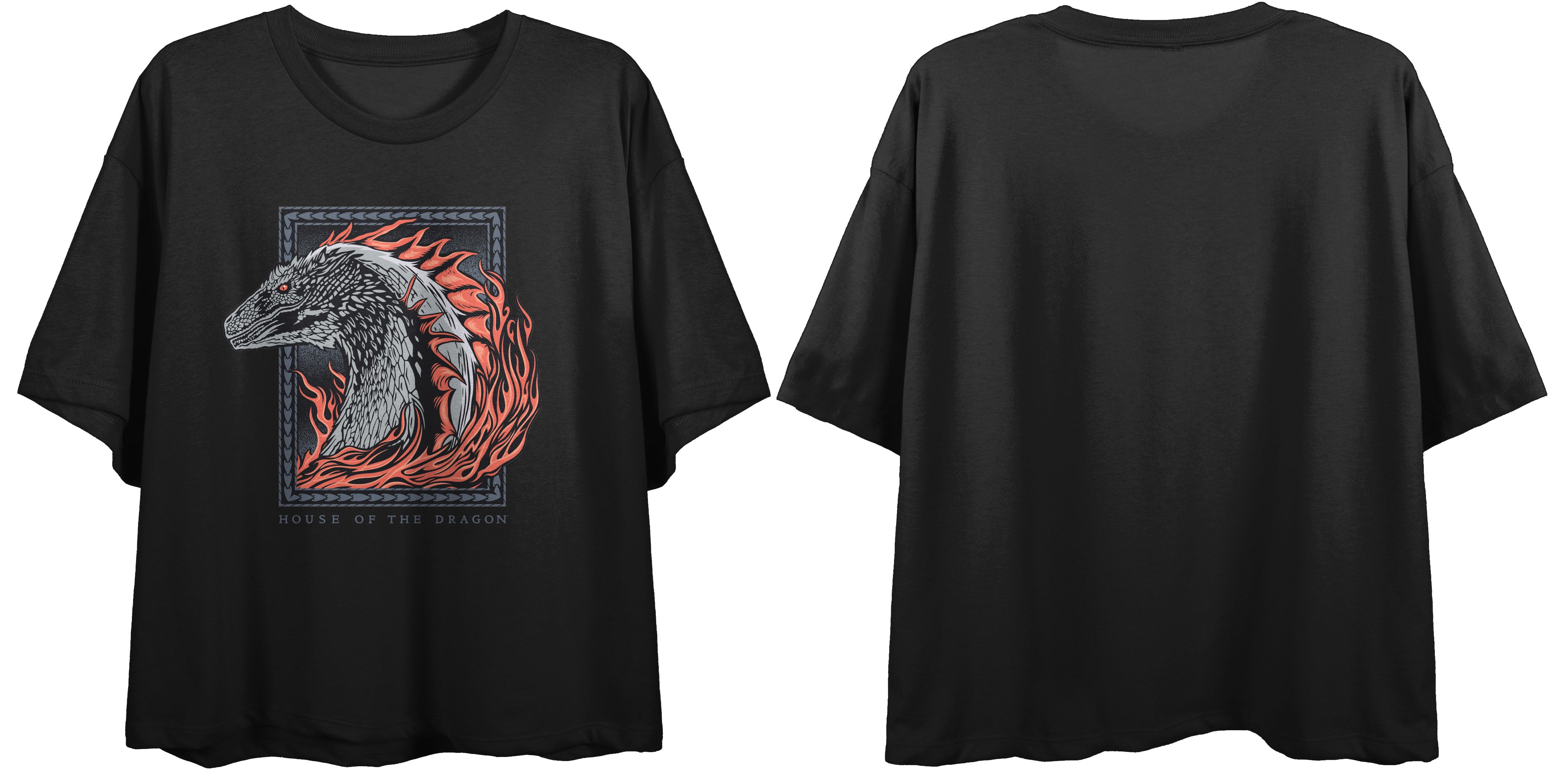 House Of The Dragon Dragon Portrait Art Women's Black Boyfriend Crop T-shirt