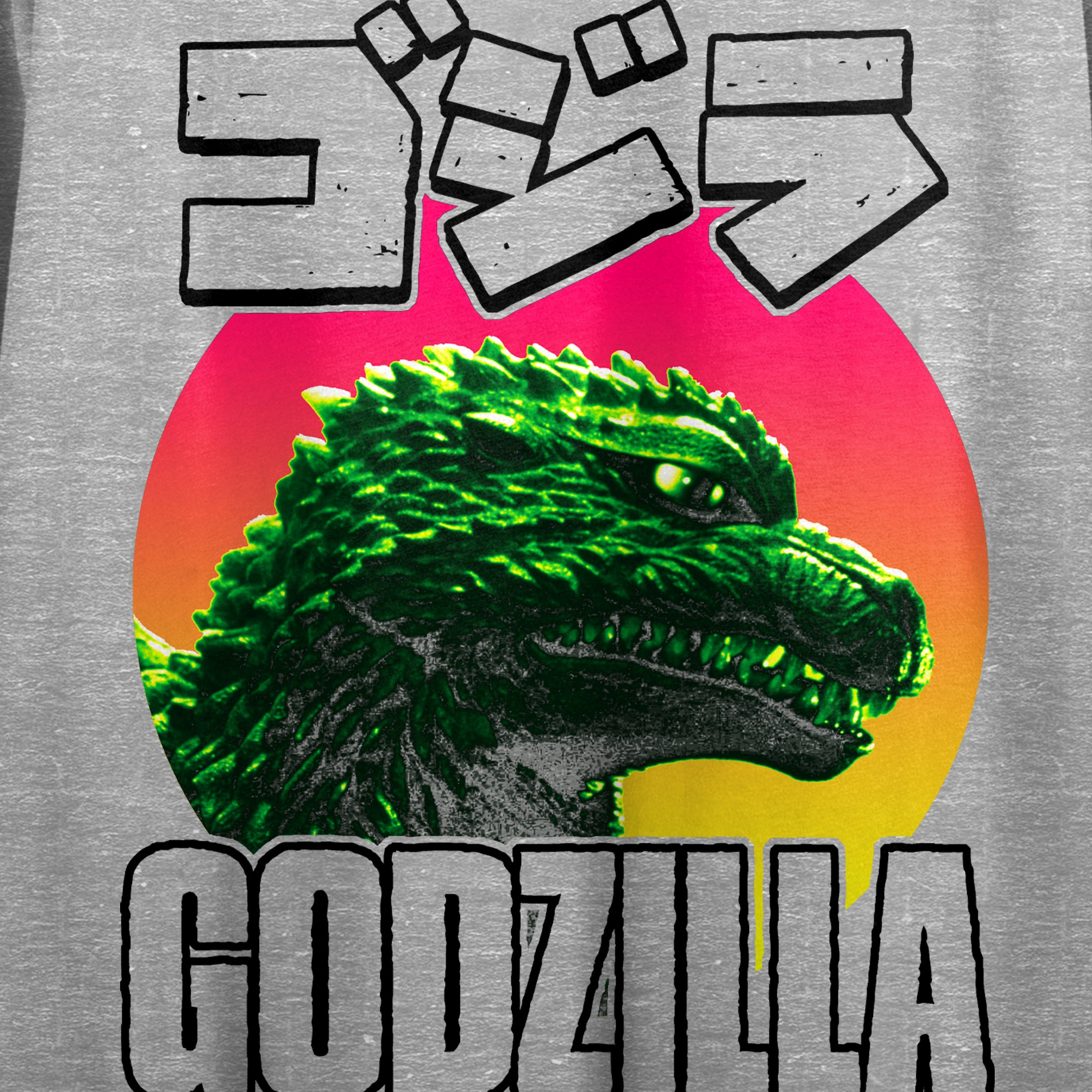 Godzilla Character Head Crew Neck Short Sleeve Heather Gray Women's Crop Top
