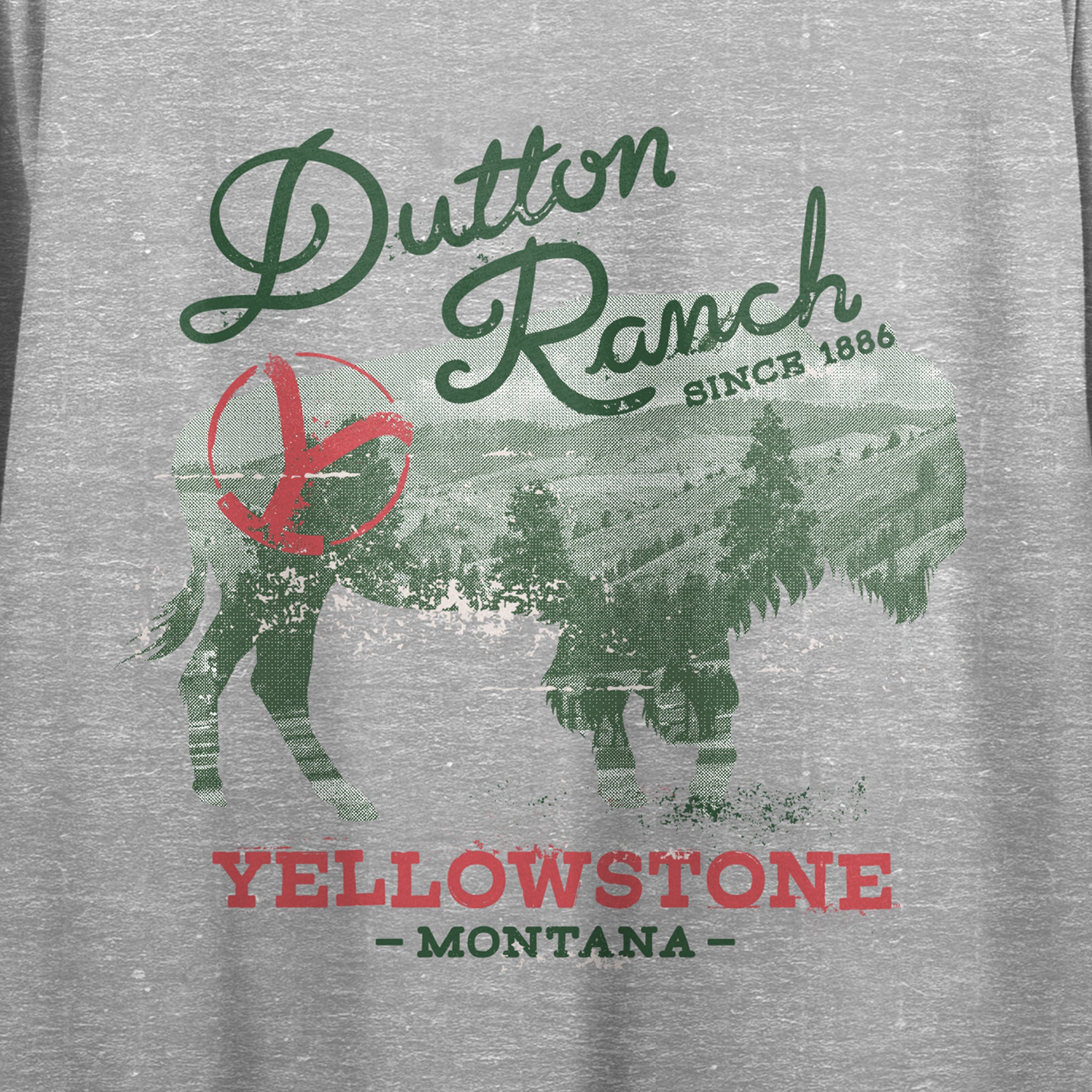 Yellowstone Dutton Ranch Crew Neck Short Sleeve Athletic Heather Women's Crop Top