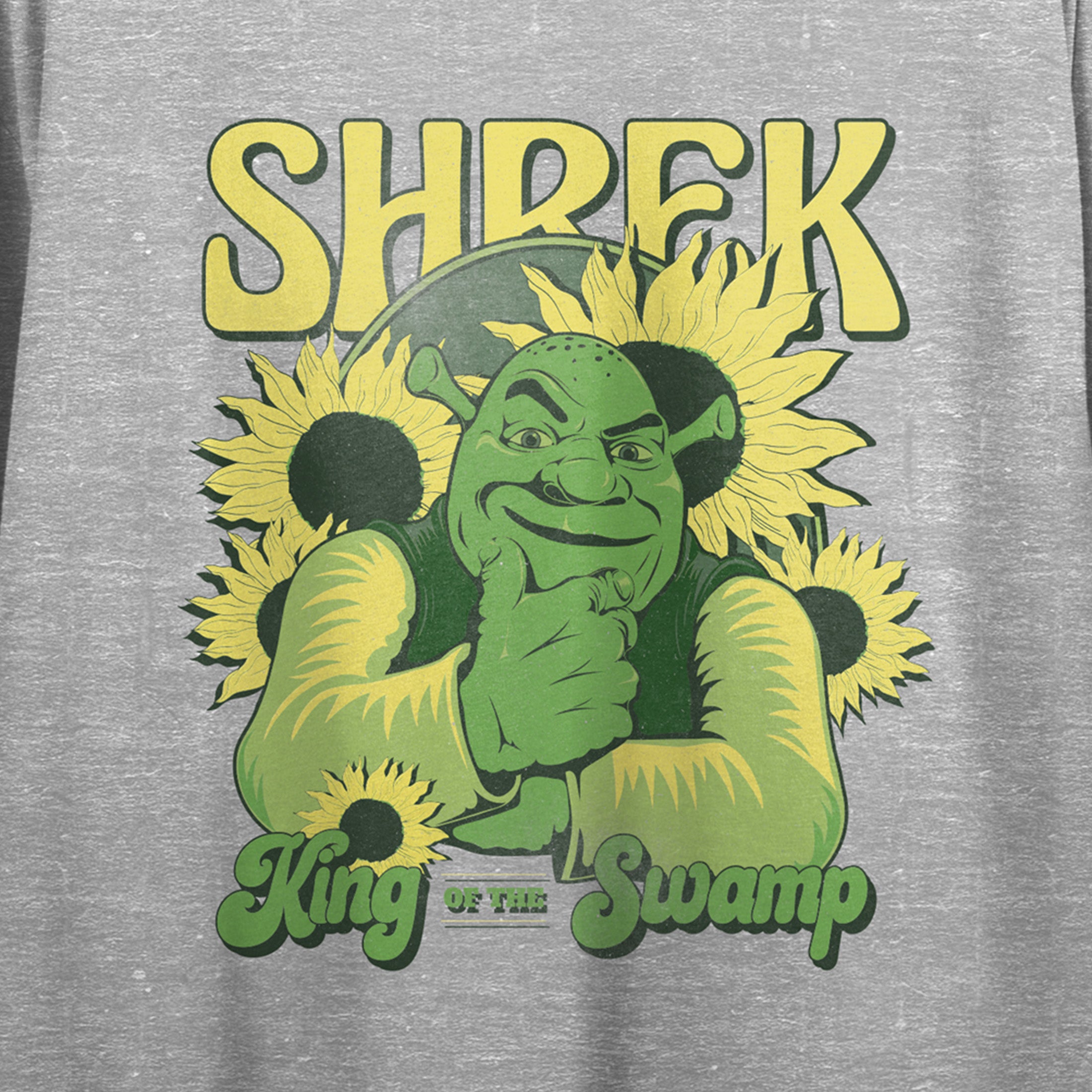 Shrek King Of The Swamp Crew Neck Short Sleeve Women's Gray Heather Crop Top