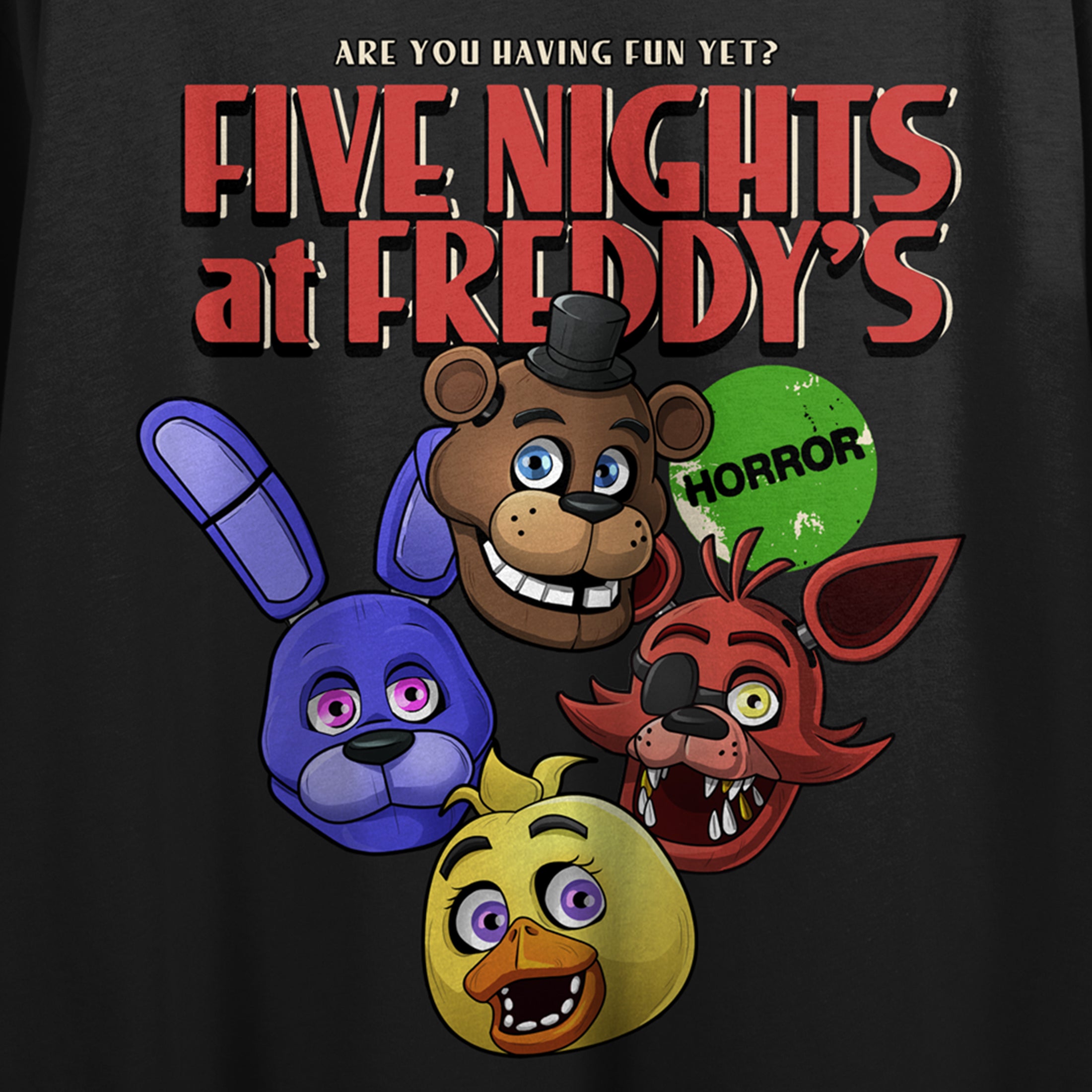 Five Nights At Freddy's Are You Having Fun Yet Crew Neck Short Sleeve Women's Black Crop Top