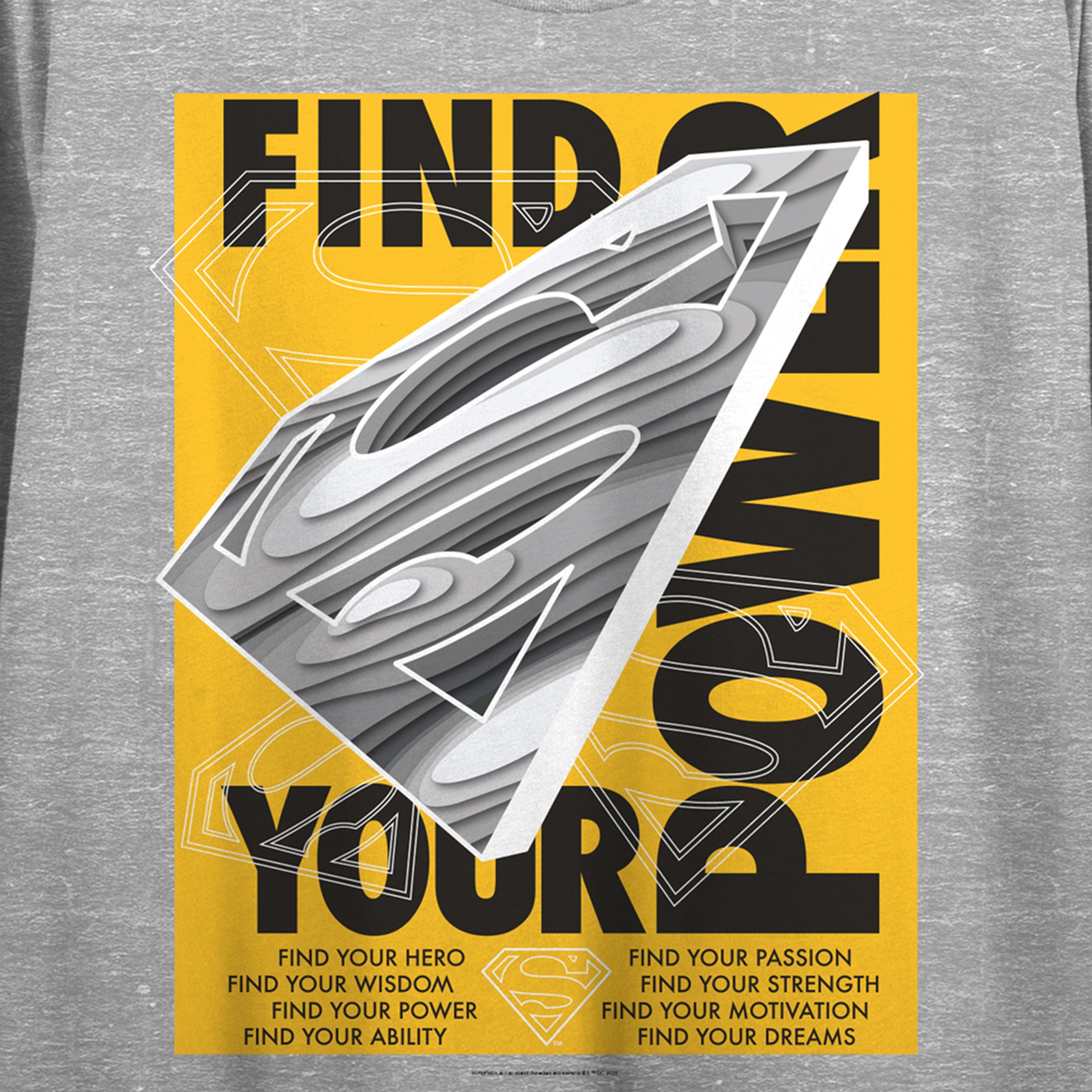 Superman Find Your Power Women's Heather Gray Short Sleeve Crop Tee
