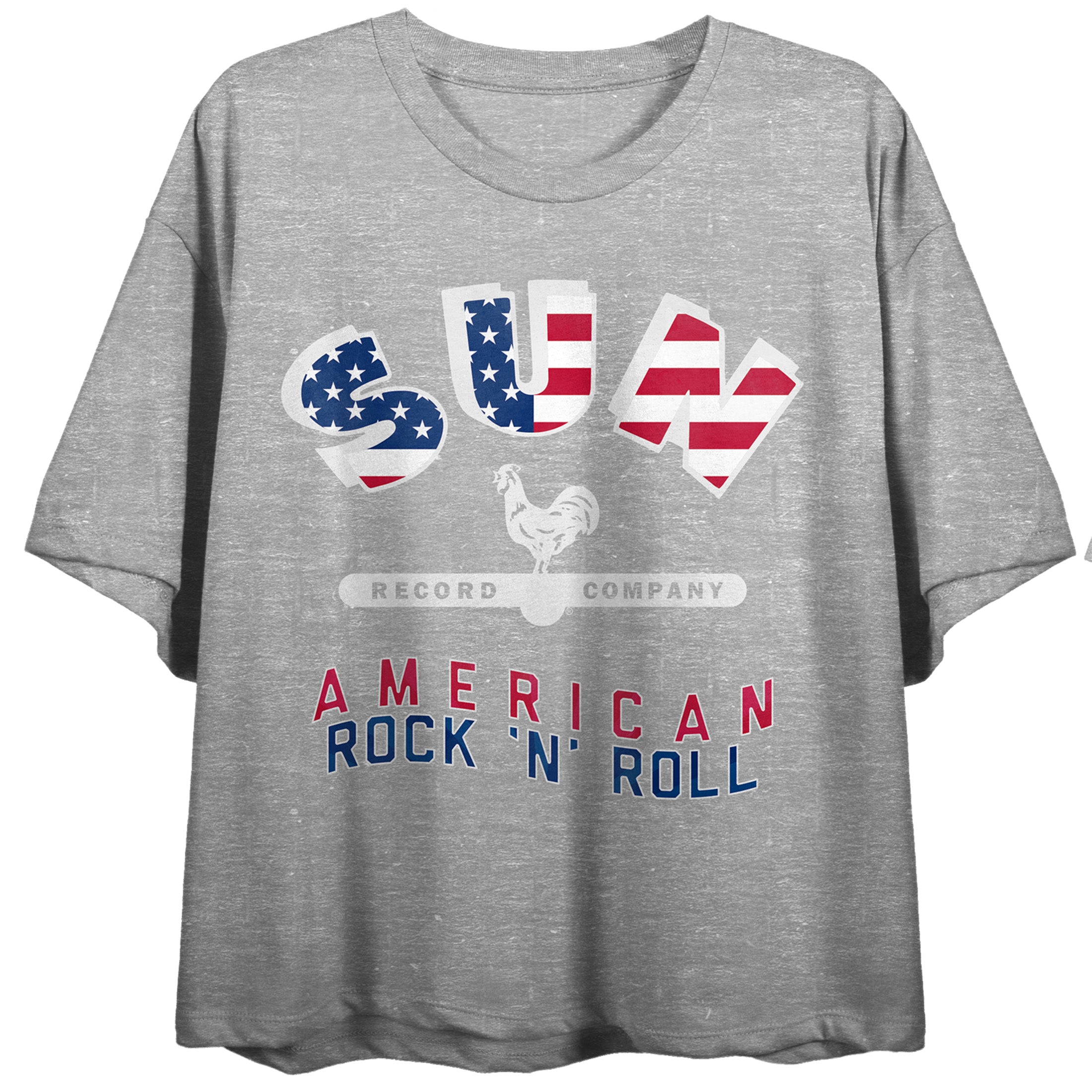Sun Records American Rock And Roll Women's Heather Gray Short Sleeve Crop Tee