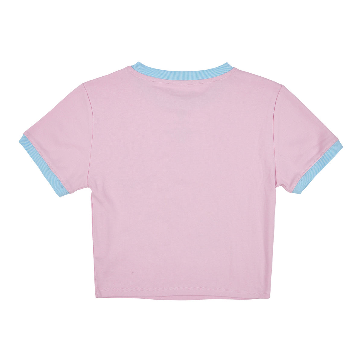 Hello Kitty & Friends Smell The Flowers Glitter Print Crew Neck Short Sleeve Pink Women's Crop TopTee