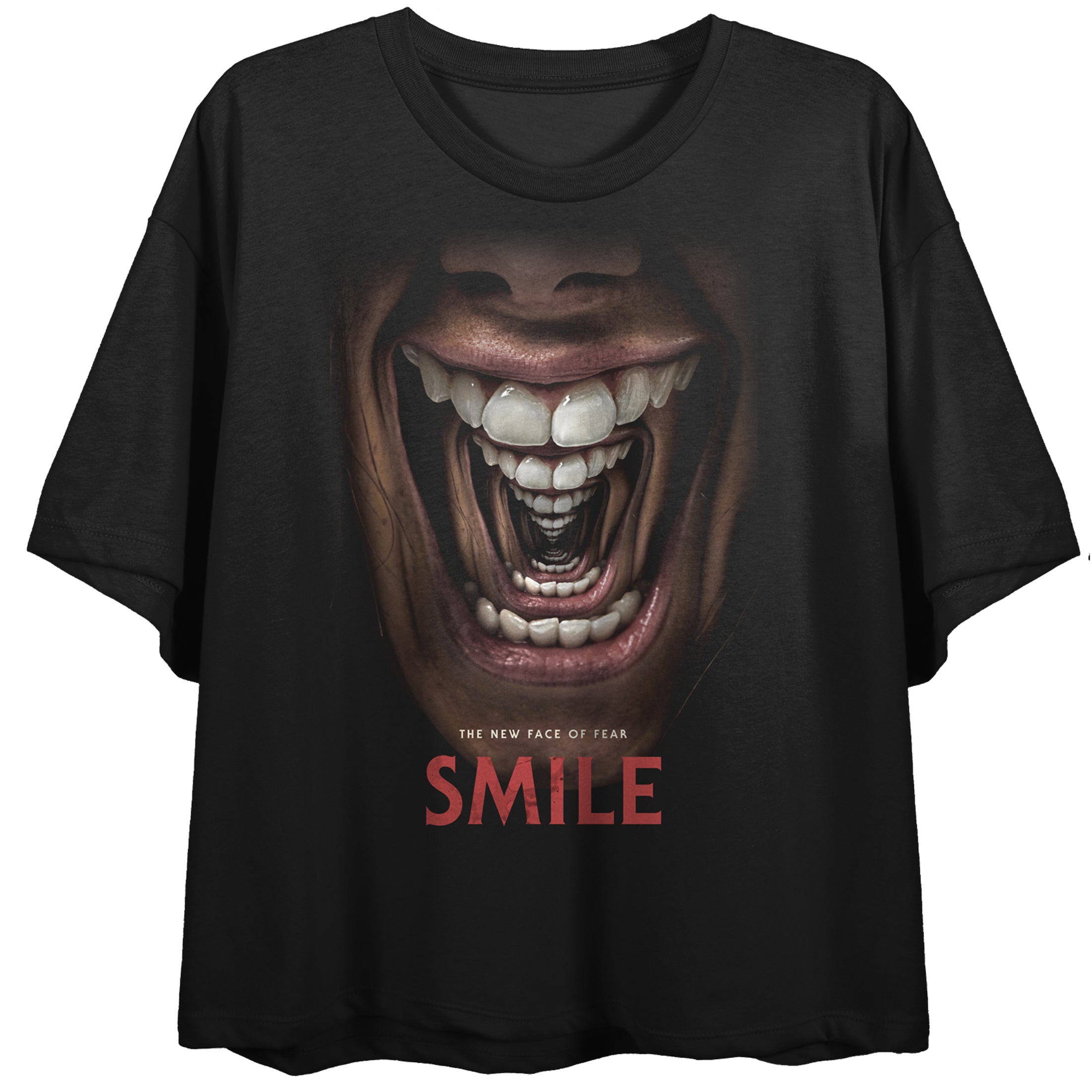 Smile The New Face Of Fear Key Art Crew Neck Short Sleeve Women's Black Crop Top