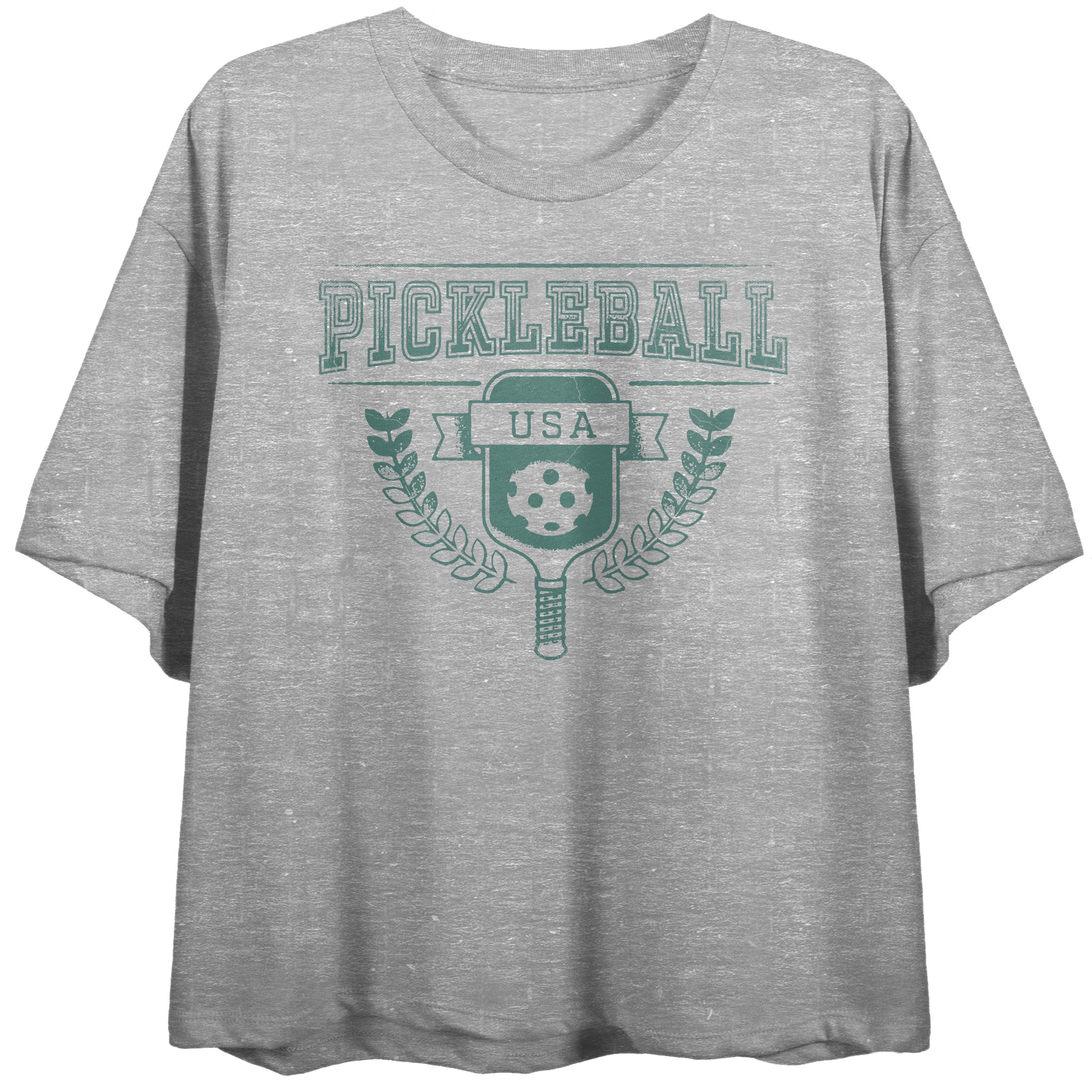 Pickleball USA Women's Heather Gray Crop Tee