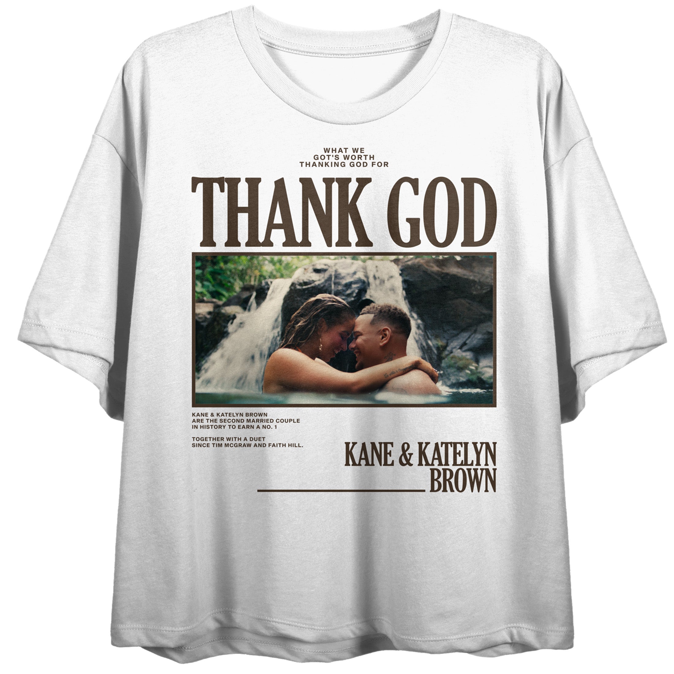 Kane Brown Thank Crew Neck Short Sleeve Women's White Crop Top