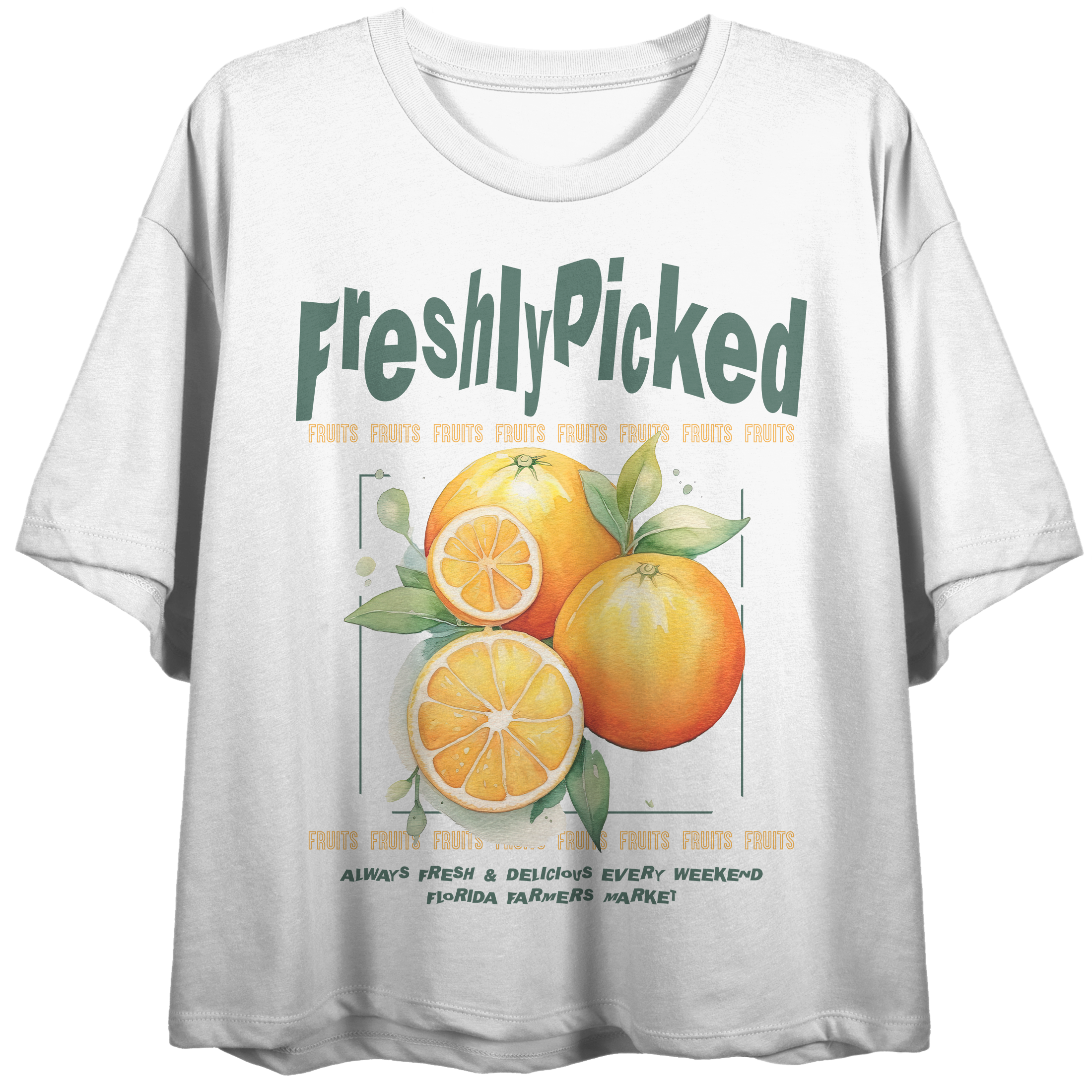 Freshly Picked Oranges Crew Neck Short Sleeve Tofu Women's Crop Top
