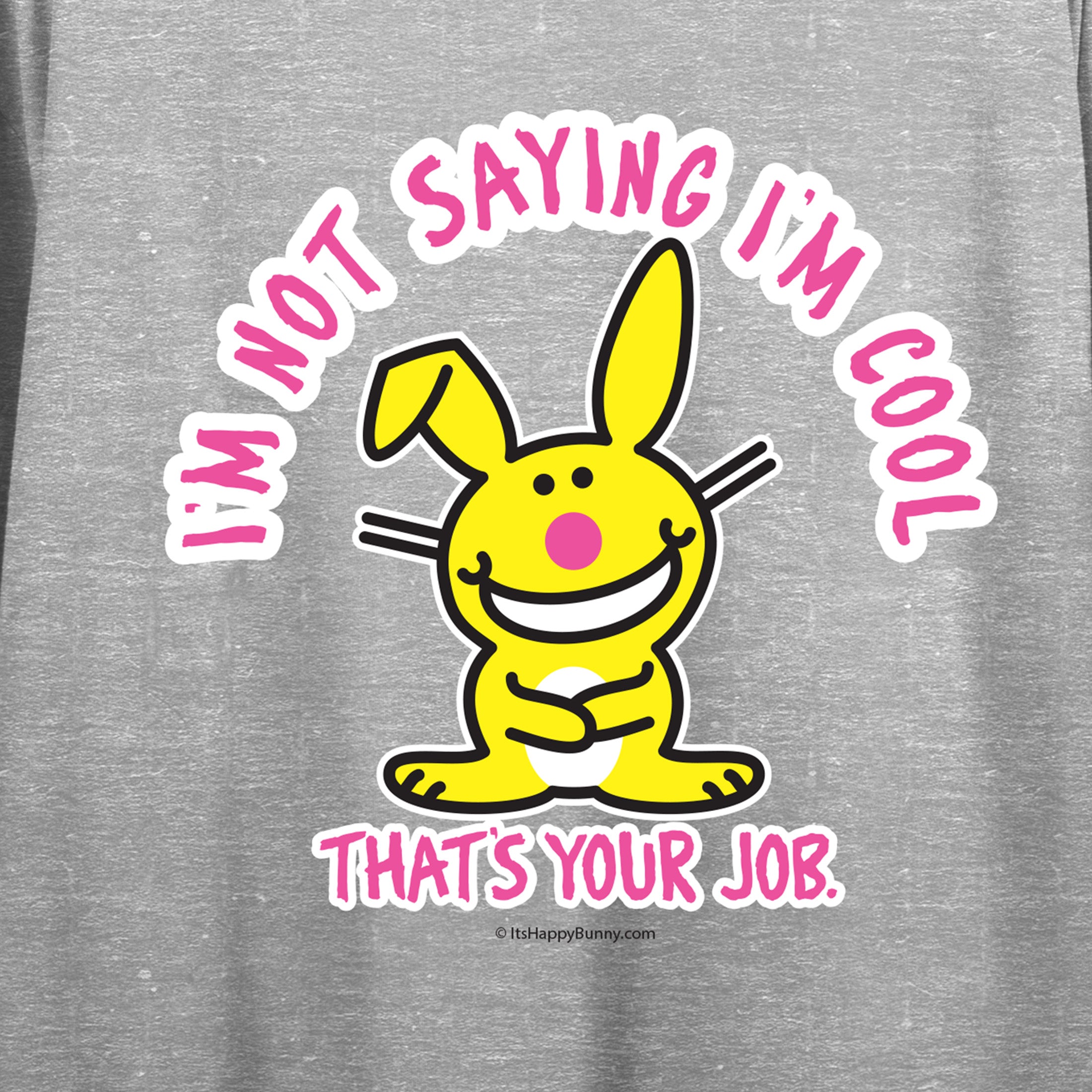 It's Happy Bunny Cool Bunny Crew Neck Short Sleeve Gray Heather Women's Crop Top
