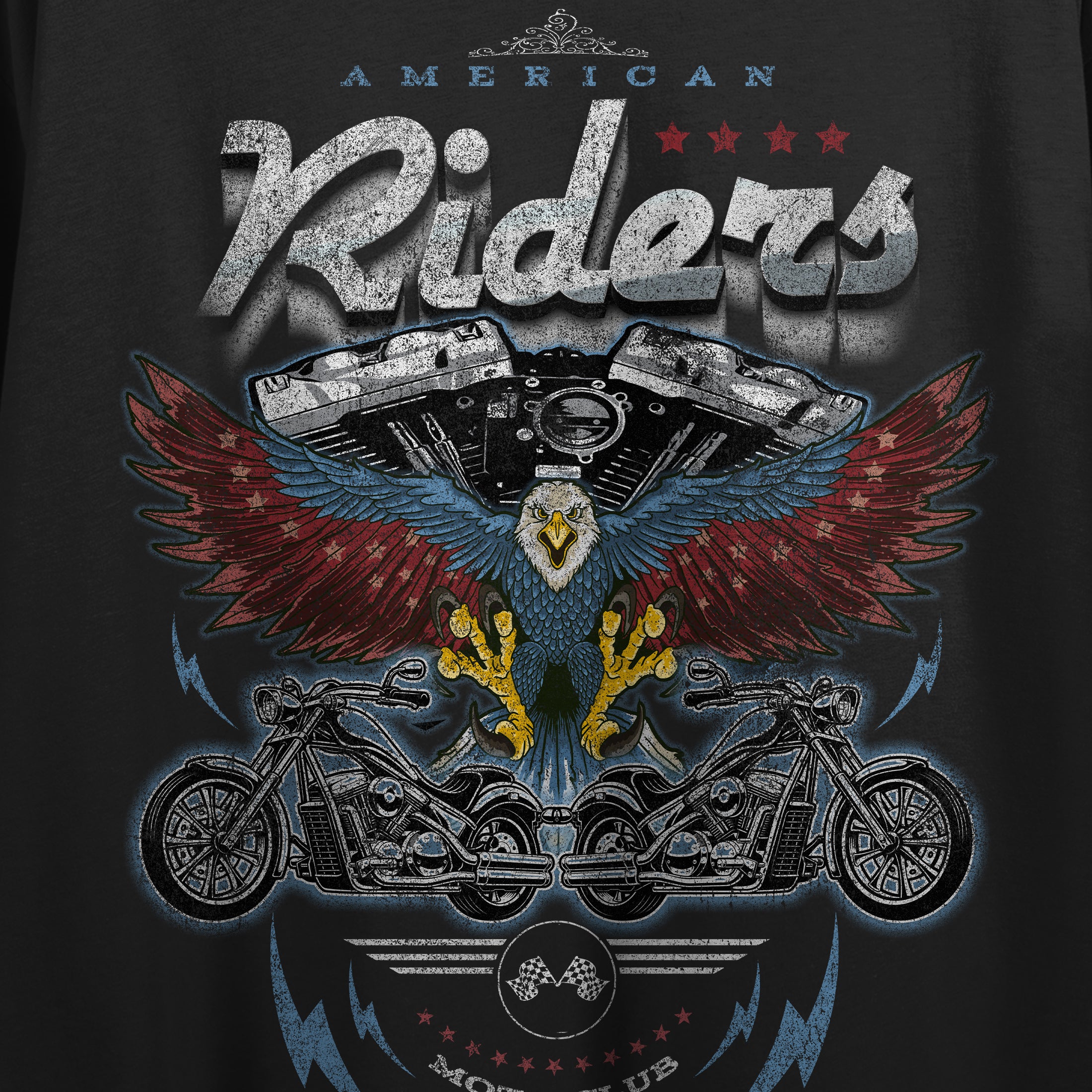 American Riders Moto Club Women's Black Graphic Crop Tee