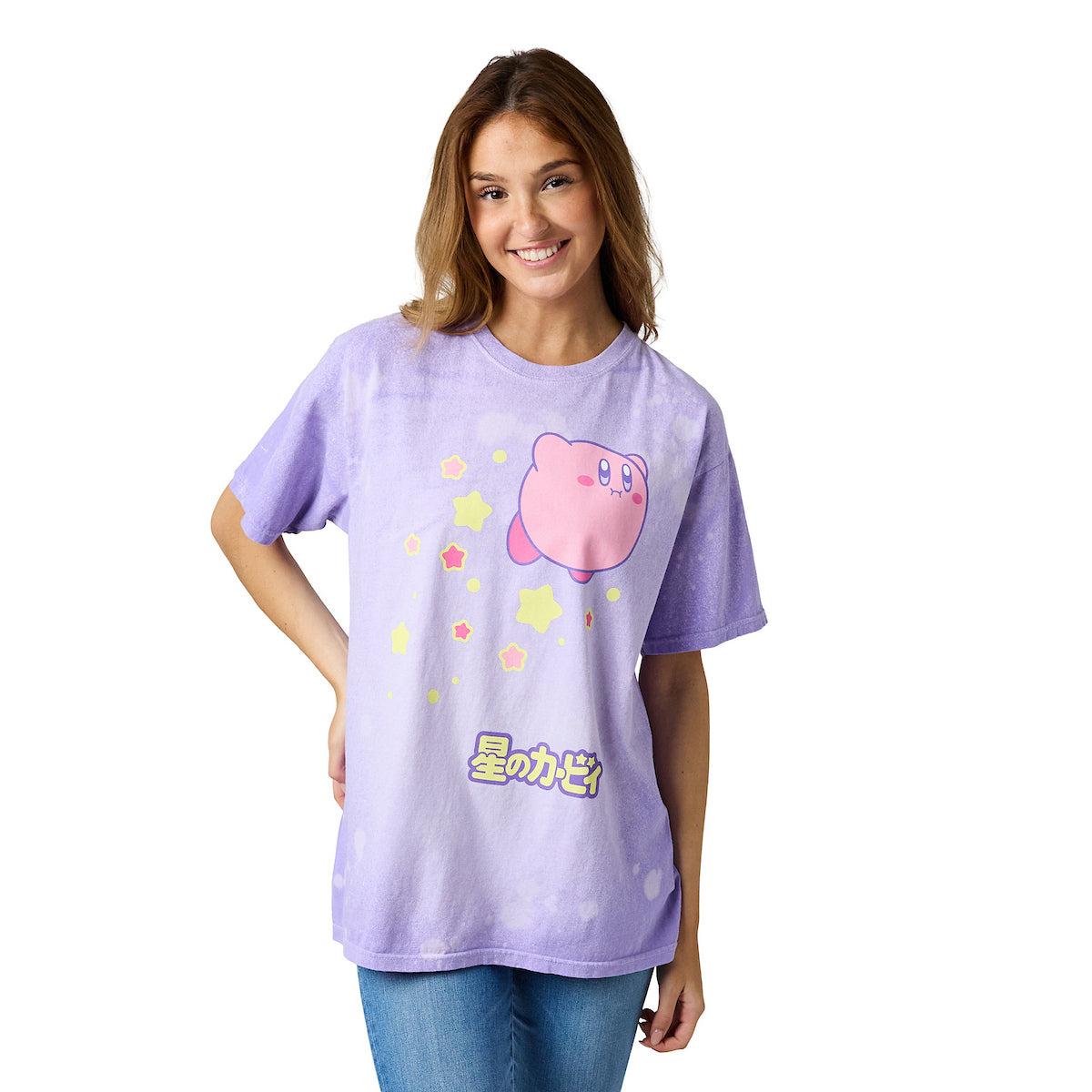 Kirby Stars Floating Women's Purple Crew Neck Short Sleeve T-shirt