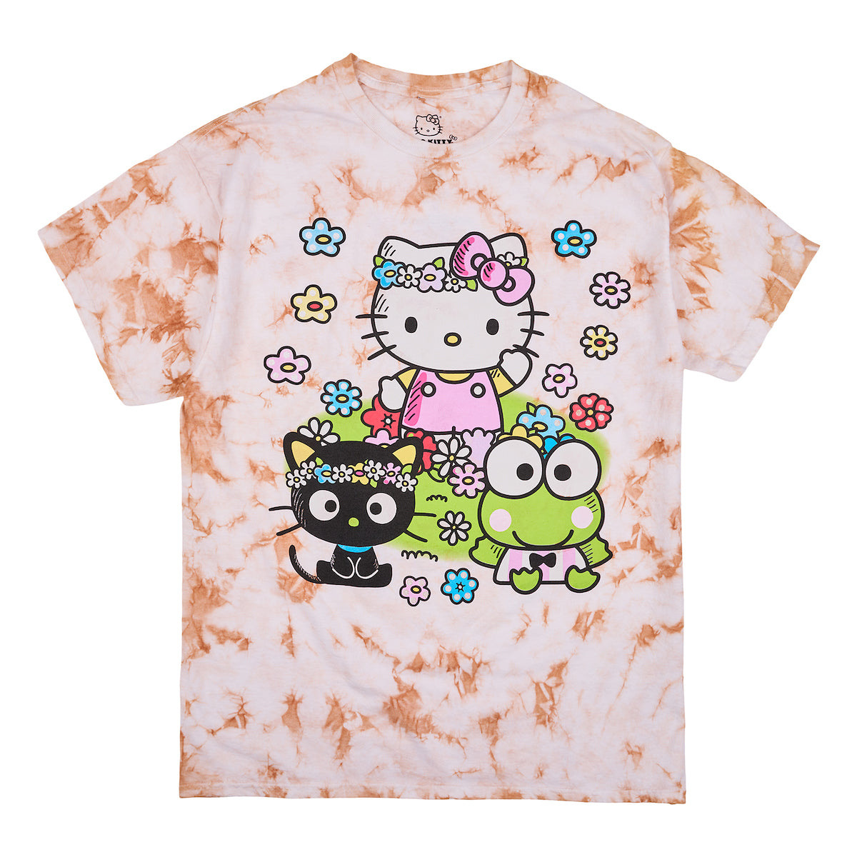 Hello Kitty Flower Power Women's Cloud Wash Crew Neck Short Sleeve T-shirt