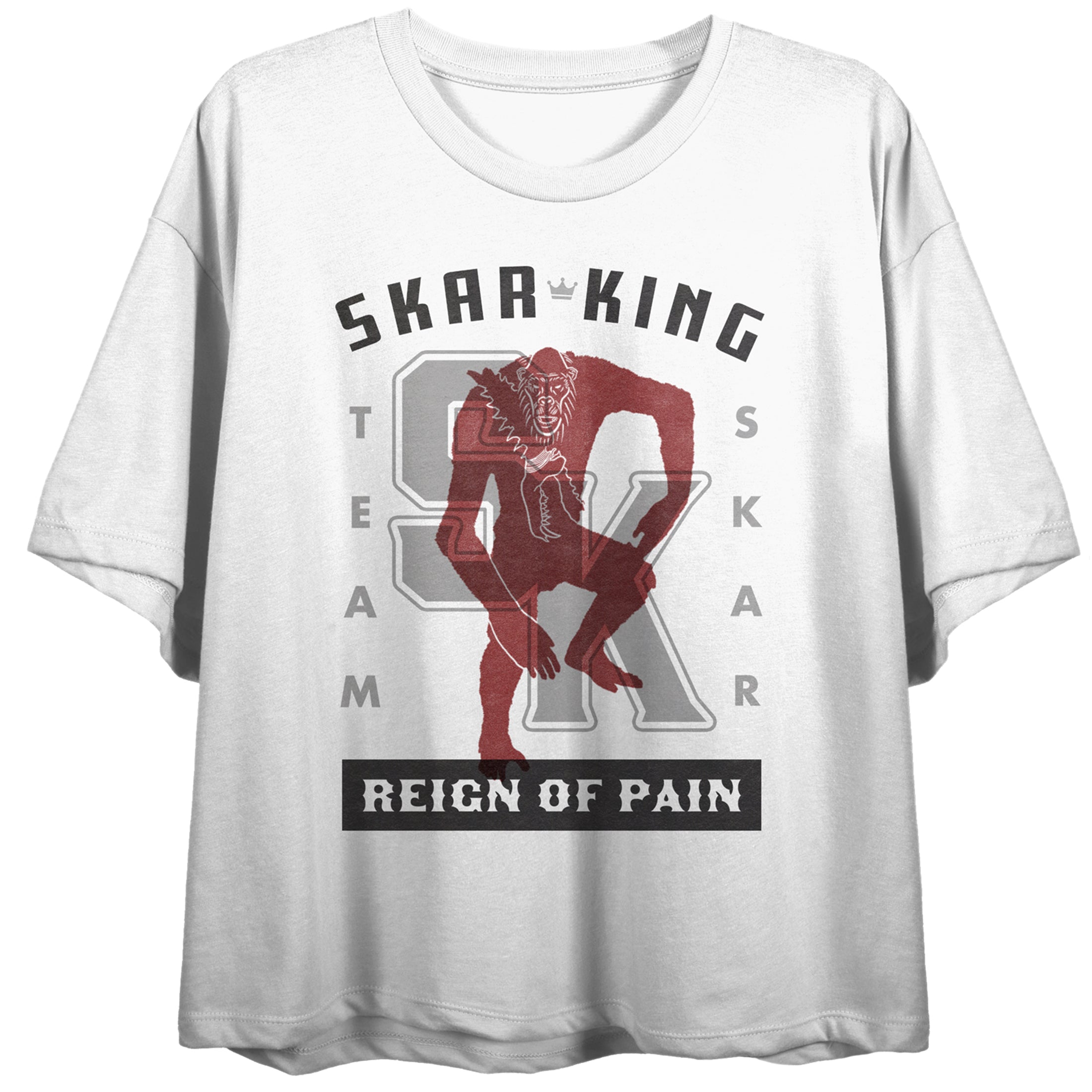 Godzilla Vs. Kong The New Empire Skar-King Reign Of Pain Crew Neck Short Sleeve Women's White Crop Top