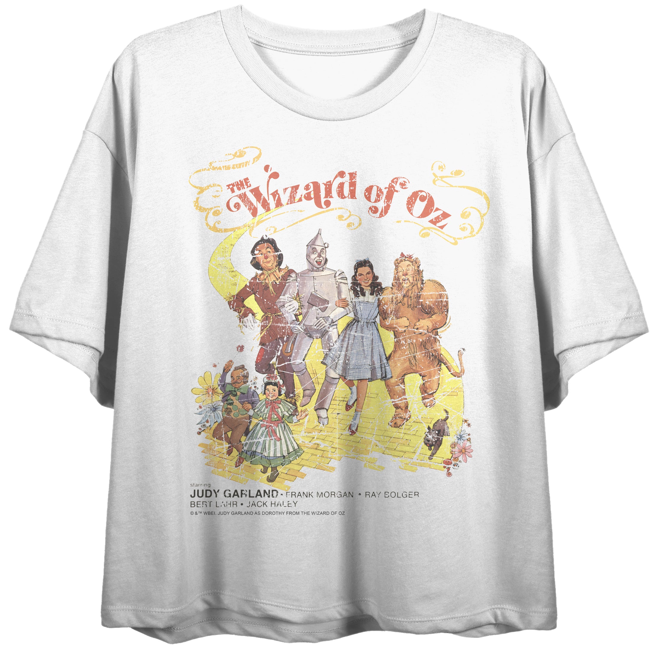 The Wizard of Oz Vintage-Inspired Character Art Women's White Crop Tee