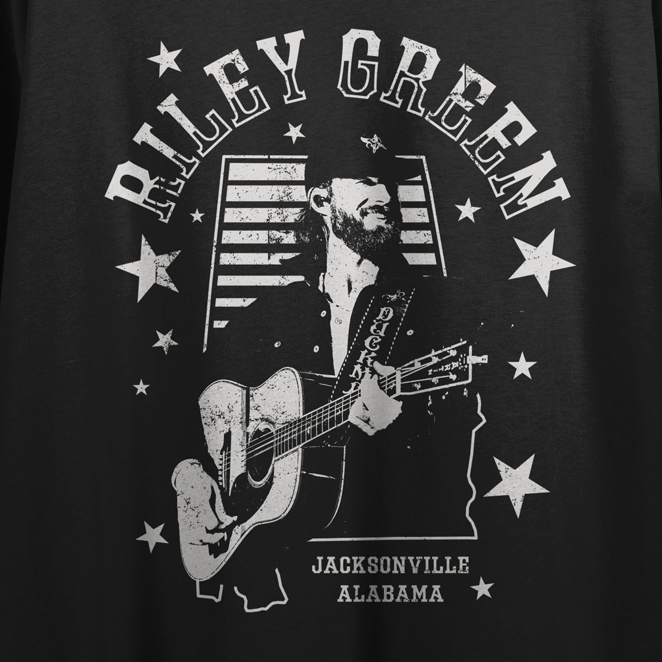 Riley Green Alabama Frame Crew Neck Short Sleeve Women's Black Crop Top