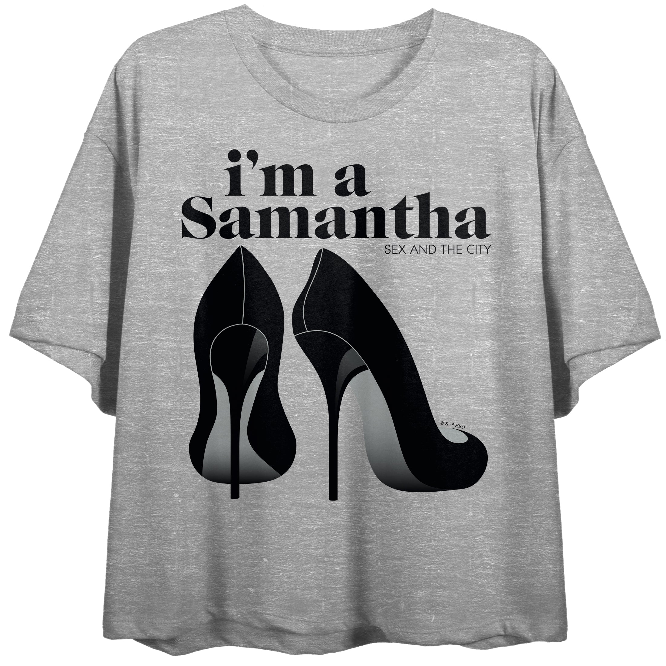 Sex and the City (TV Series) I'm A Samantha High Heels Women's Heather Gray Crop Tee