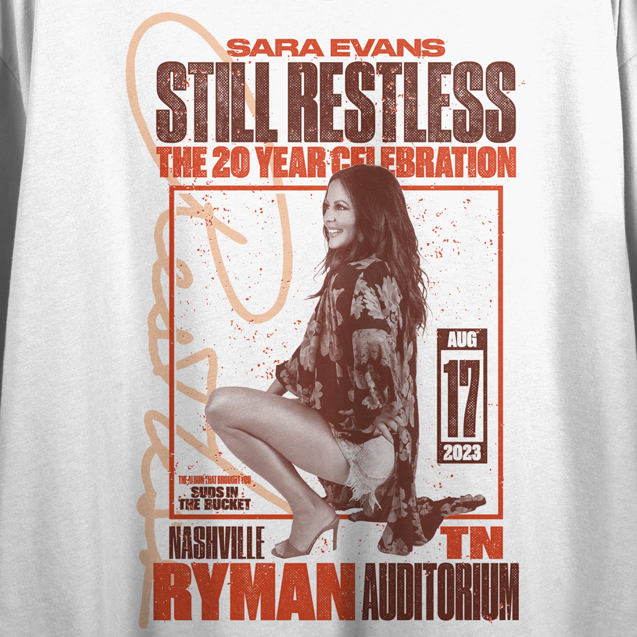 Sara Evans Still Restless Poster Women's White Crew Neck Short Sleeve Crop Top