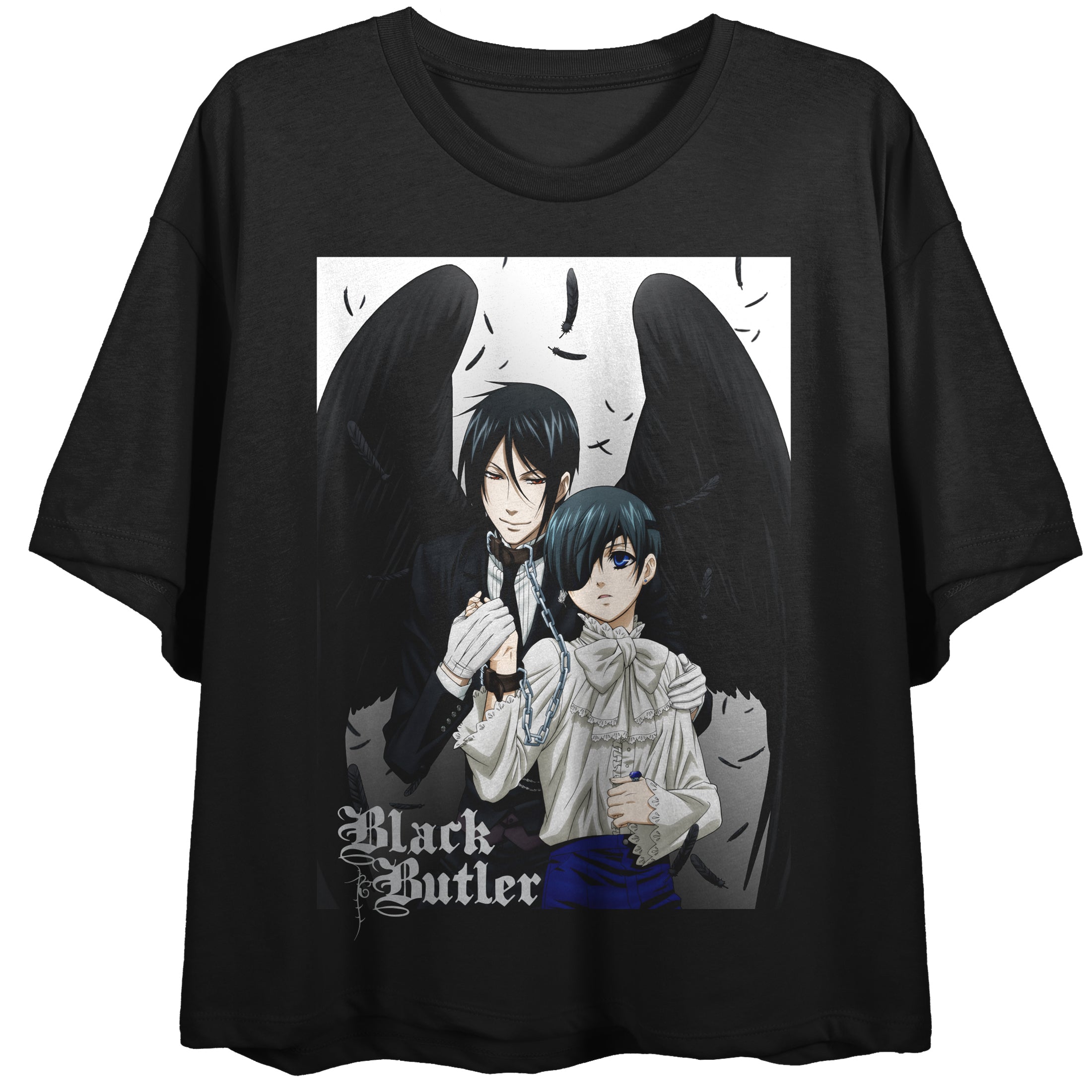 Black Butler Key Art Crew Neck Short Sleeve Gray Heather Women's Crop Top