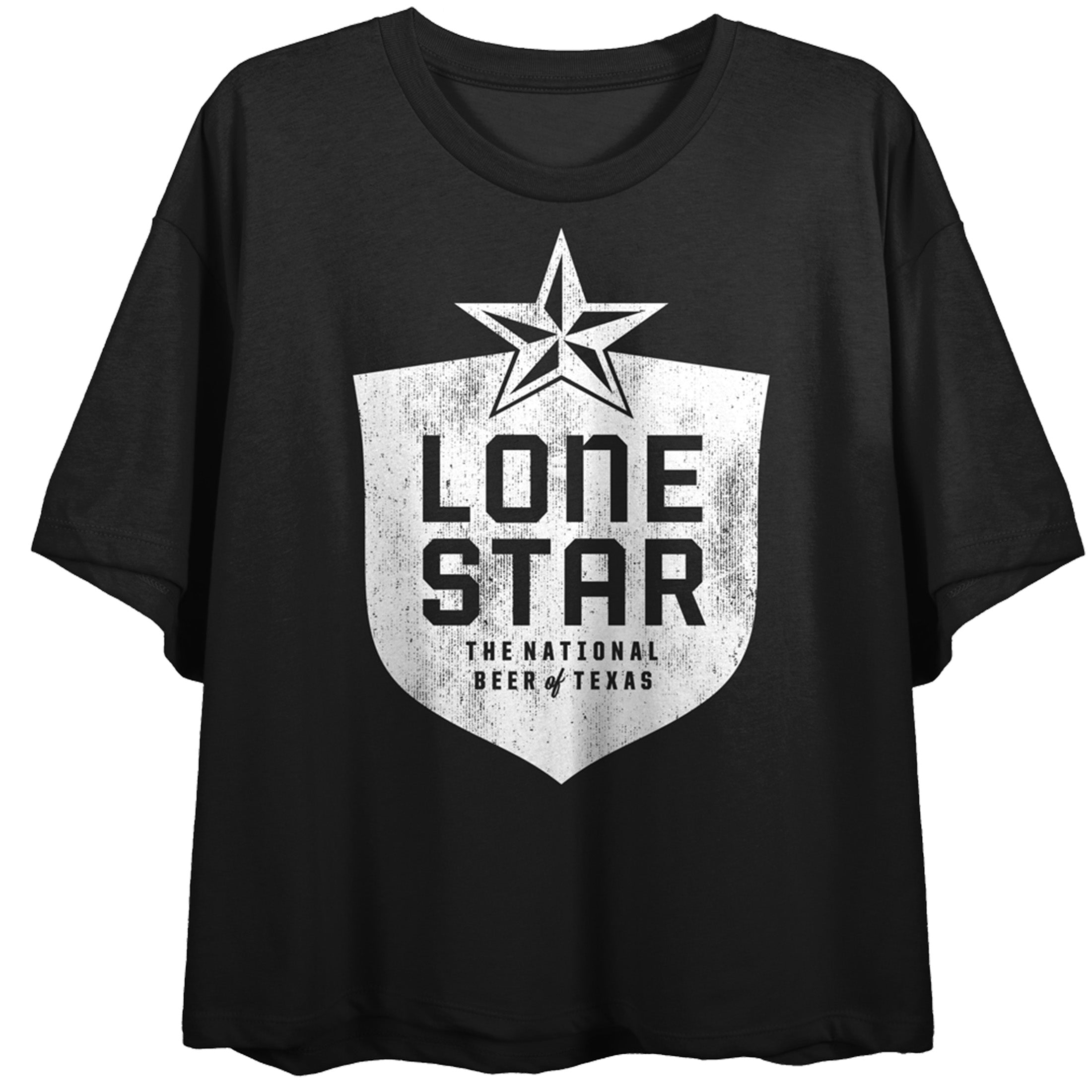Lone Star The National Beer of Texas Women's Black Crop Tee