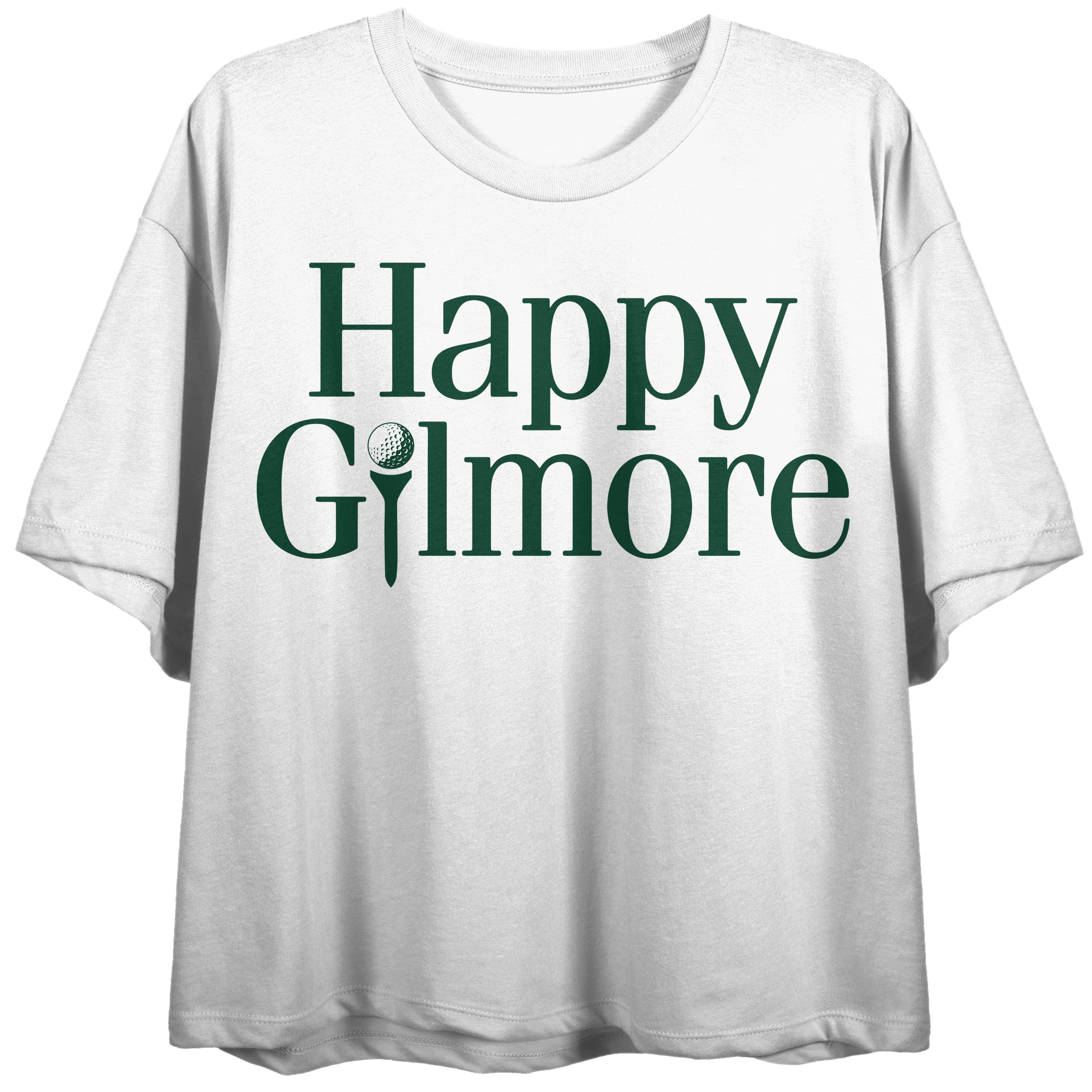 Happy Gilmore Movie Logo Crew Neck Short Sleeve Women's White Crop Top
