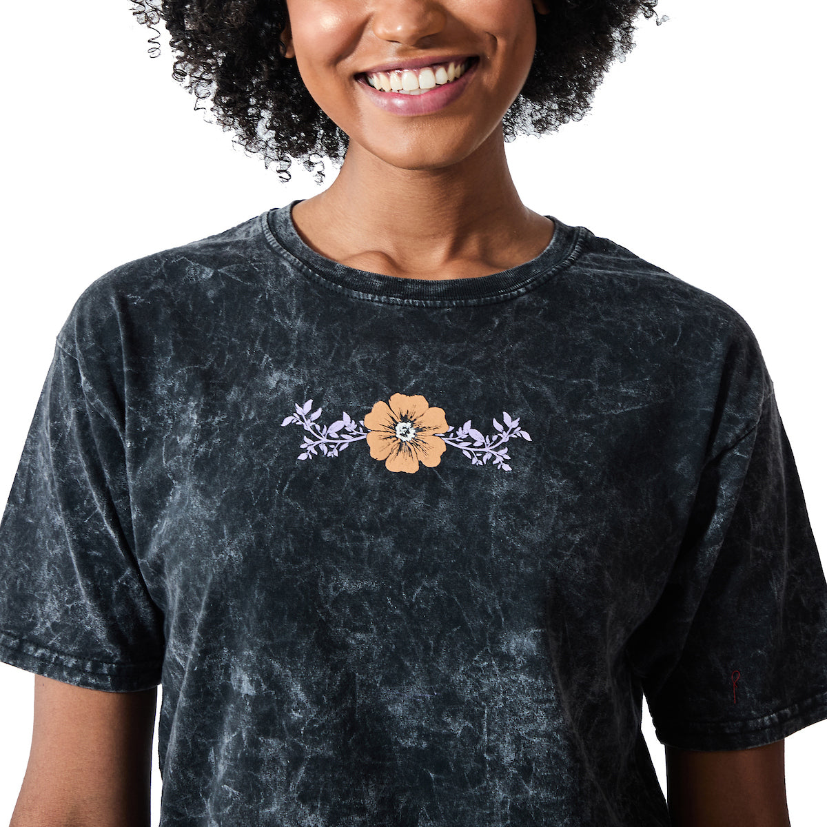 Nashville Guitars & Flowers Women's Mineral Wash Crew Neck Short Sleeve T-shirt