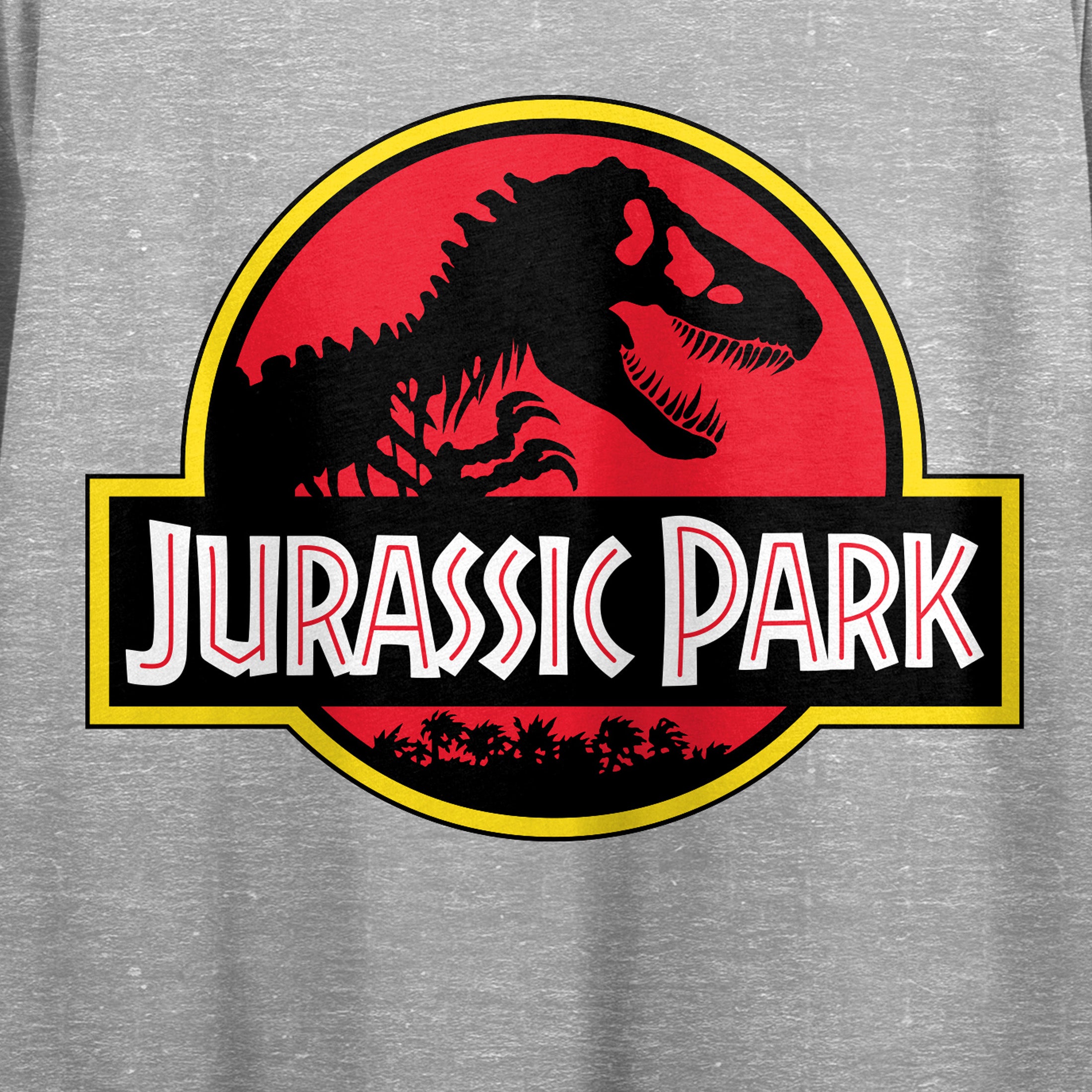Jurassic Park Logo Women's Athletic Heather Crew Neck Short Sleeve Crop Top