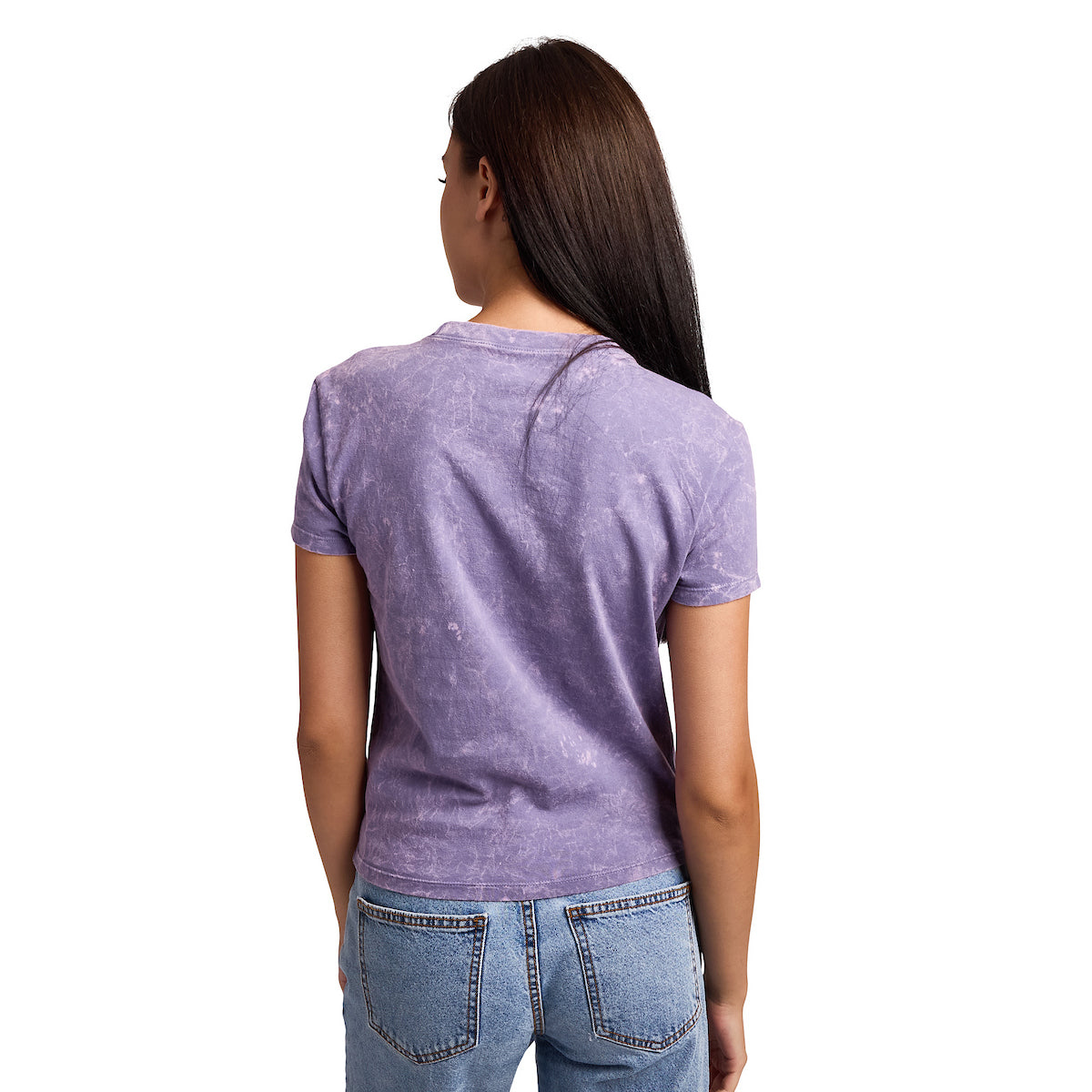 Hatsune Miku Teal Kanji Women's Purple Mineral Wash Crew Neck Short Sleeve Cropped Baby Tee