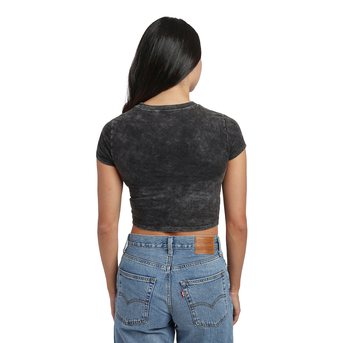 Shrek Character Logo Women's Black MIneral Wash Crew Neck Short Sleeve Cropped Baby Tee