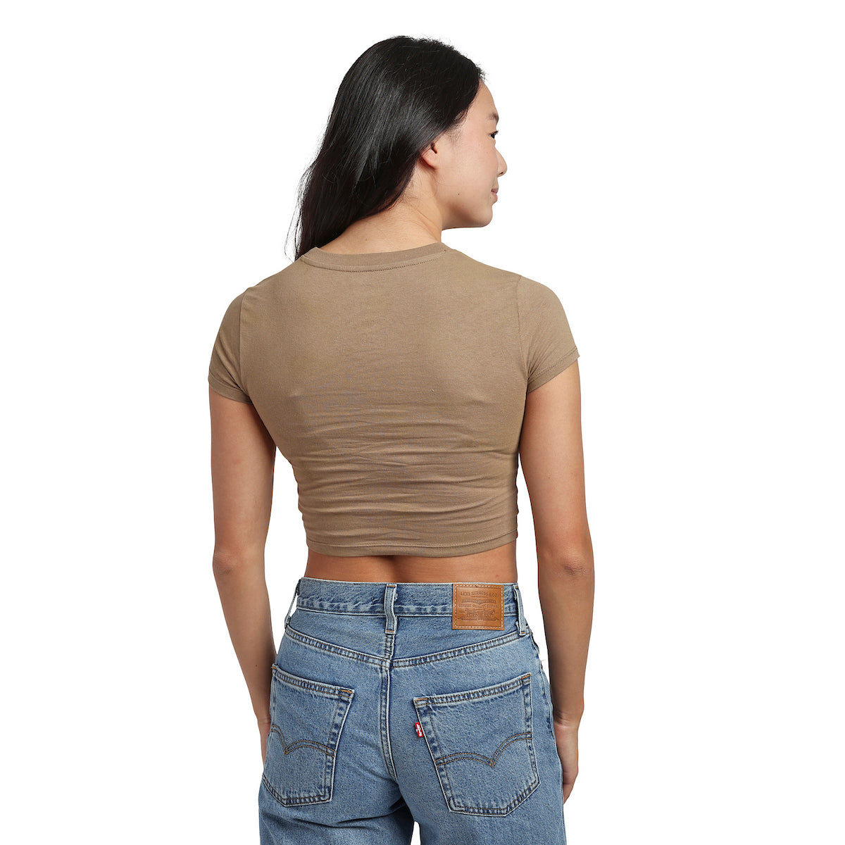 A&W Root Beer Logo Women's Brown Mineral Wash Crew Neck Short Sleeve Cropped Baby Tee