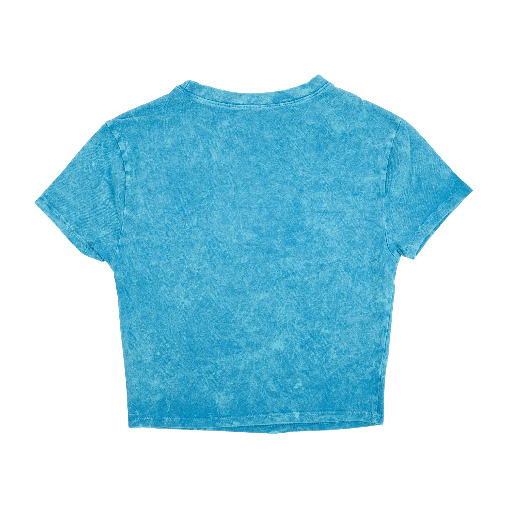 Sesame Street Cookie Monster Face Women's Blue Mineral Wash Crew Neck Short Sleeve Cropped Baby Tee