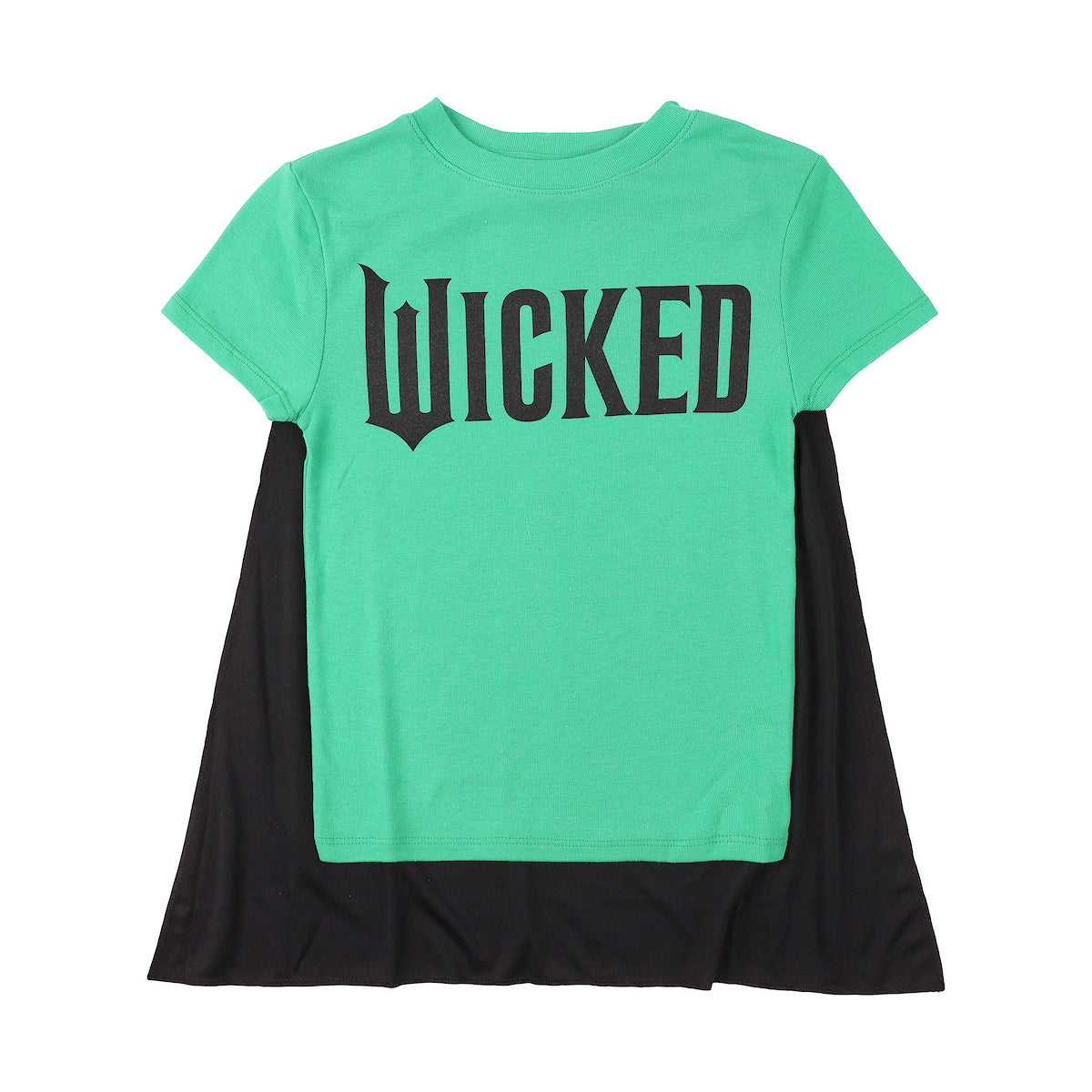 Wicked Logo Junior's Green Crew Neck Short Sleeve Caped Tee