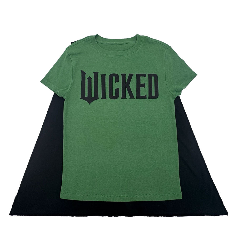 Wicked Logo Junior's Green Crew Neck Short Sleeve Caped Tee