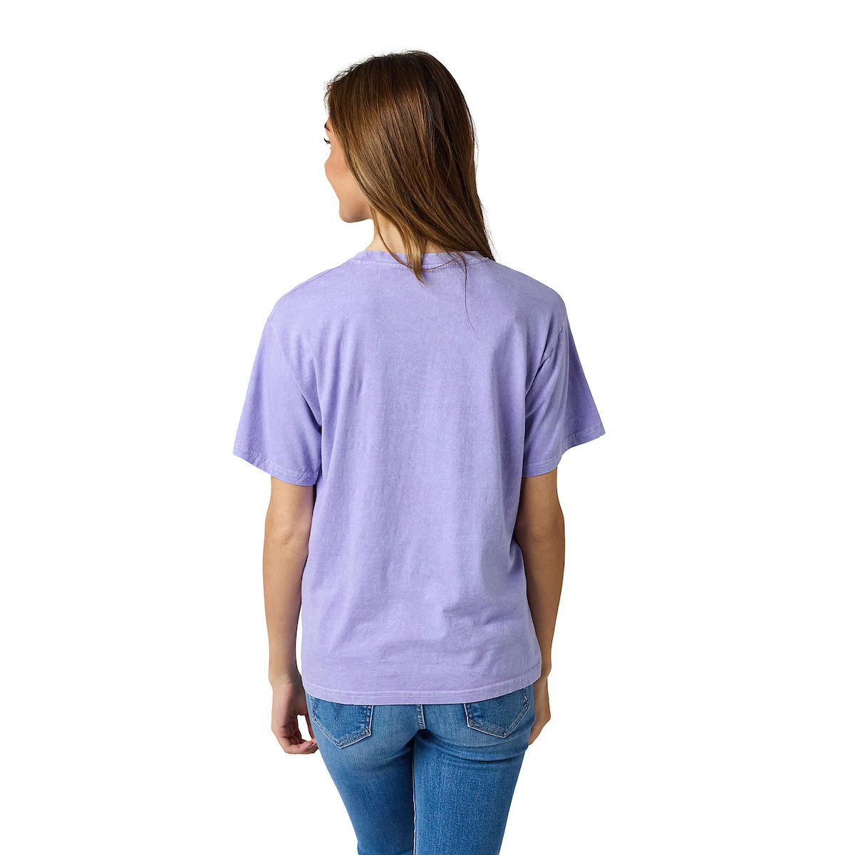 Hatsune Miku Character Logo Women's Purple Mineral Wash Crew Neck Short Sleeve T-shirt