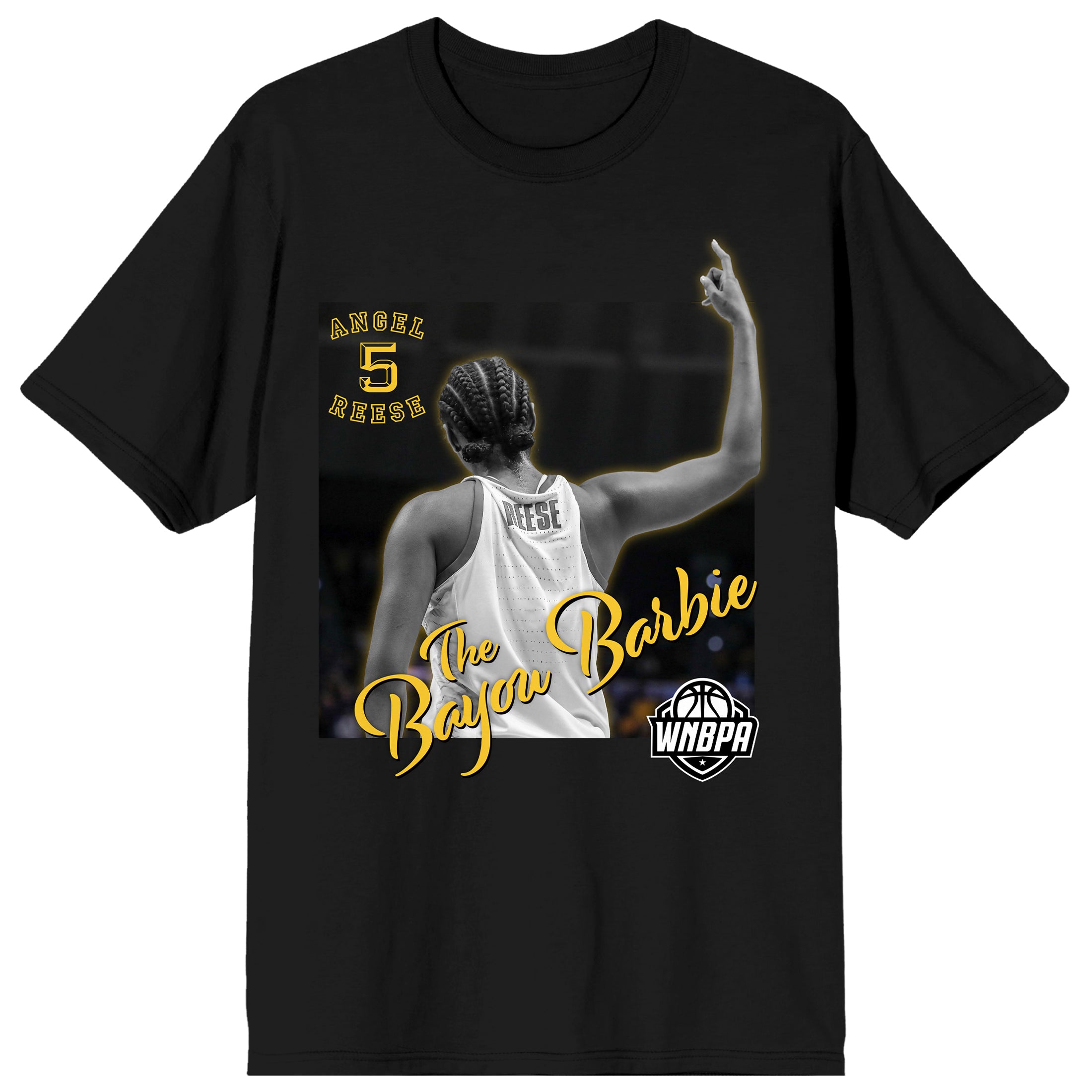 WNBPA Angel Reese “The Bayou Barbie” Women's Black Short Sleeve Tee