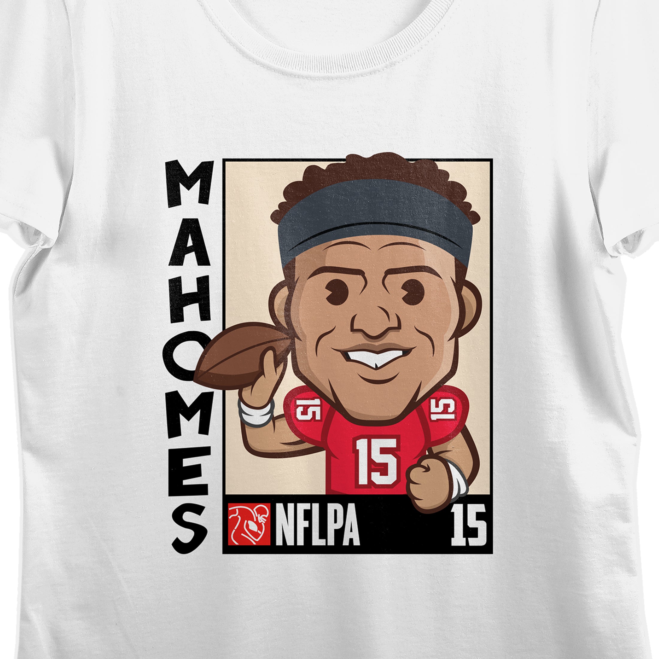 NFLPA Patrick Mahomes Vector Caricature Women's White Crew Neck Short Sleeve T-shirt