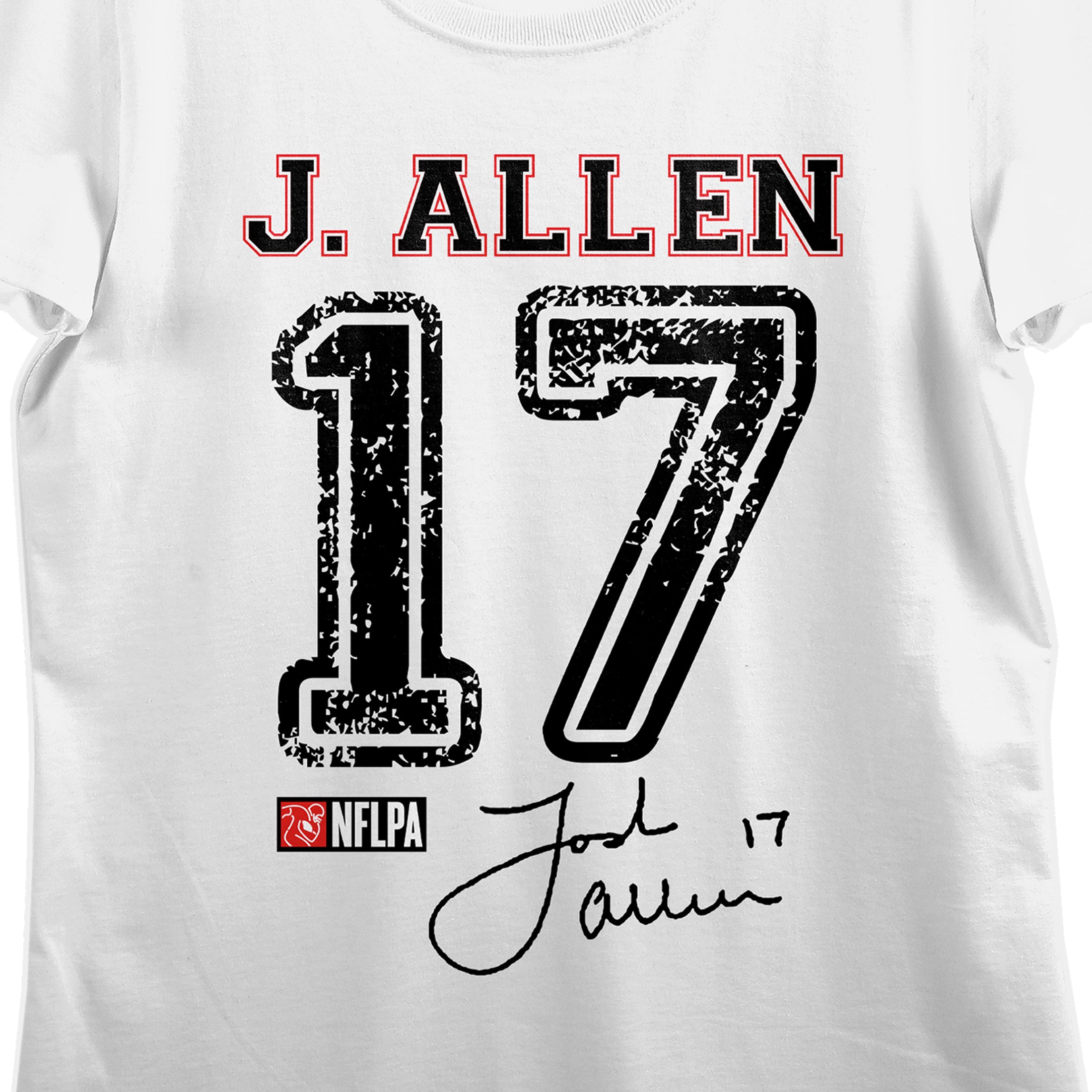 NFLPA J. Allen 17 Women's White Crew Neck Short Sleeve T-shirt