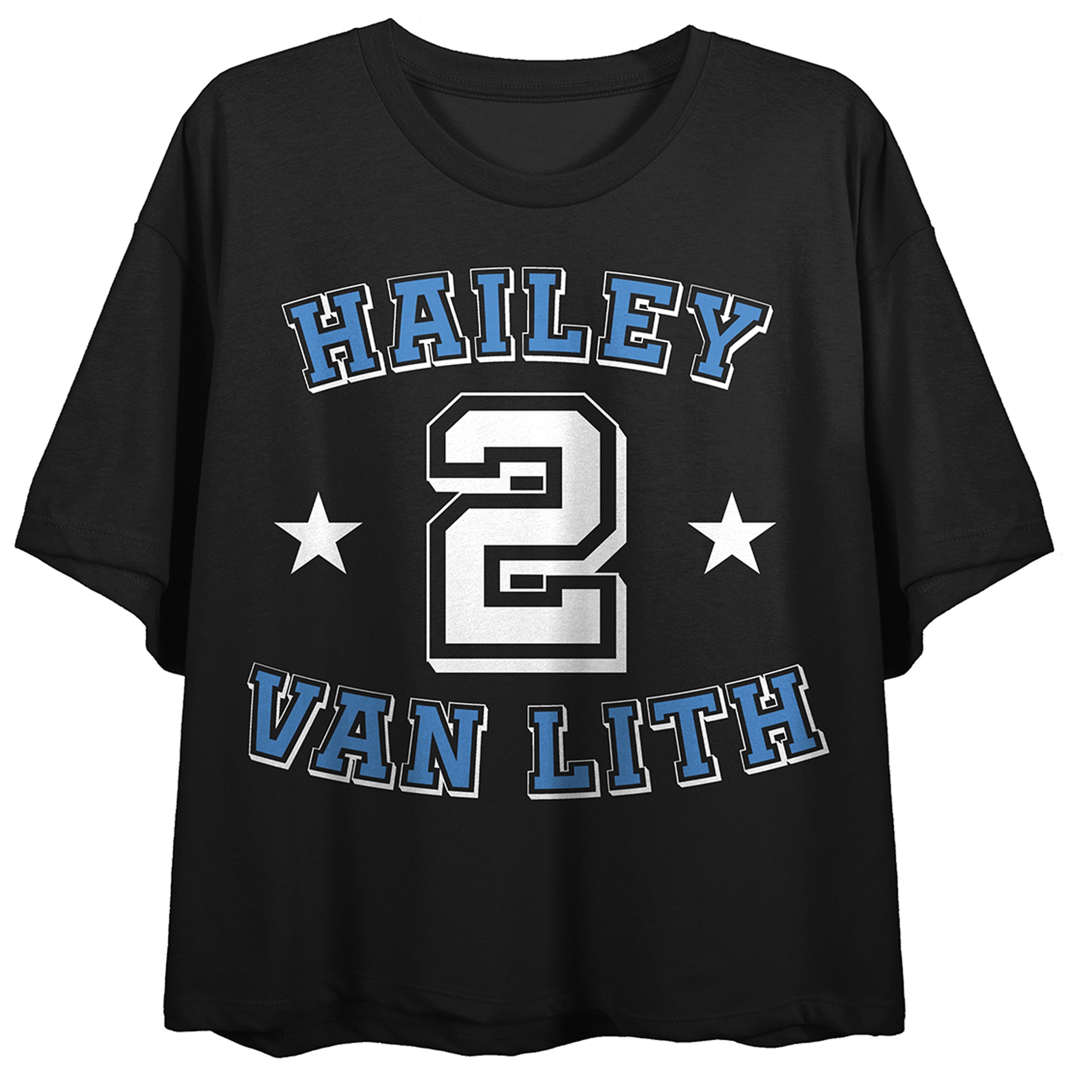 WNBPA Hailey Van Lith 2 Women's Black Crew Neck Short Sleeve Crop Top