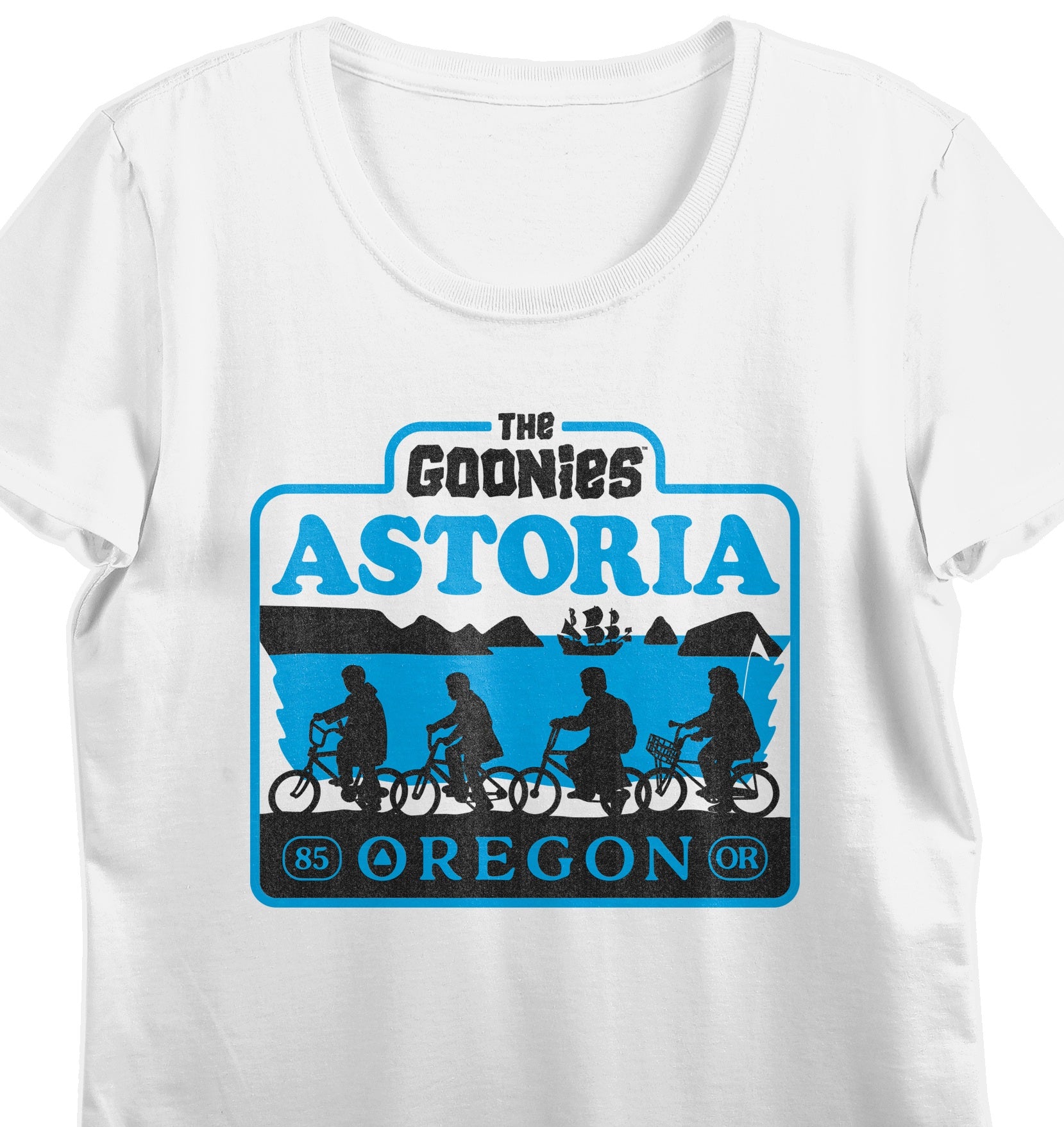 The Goonies Astoria Oregon Women's White Crew Neck Short Sleeve T-shirt