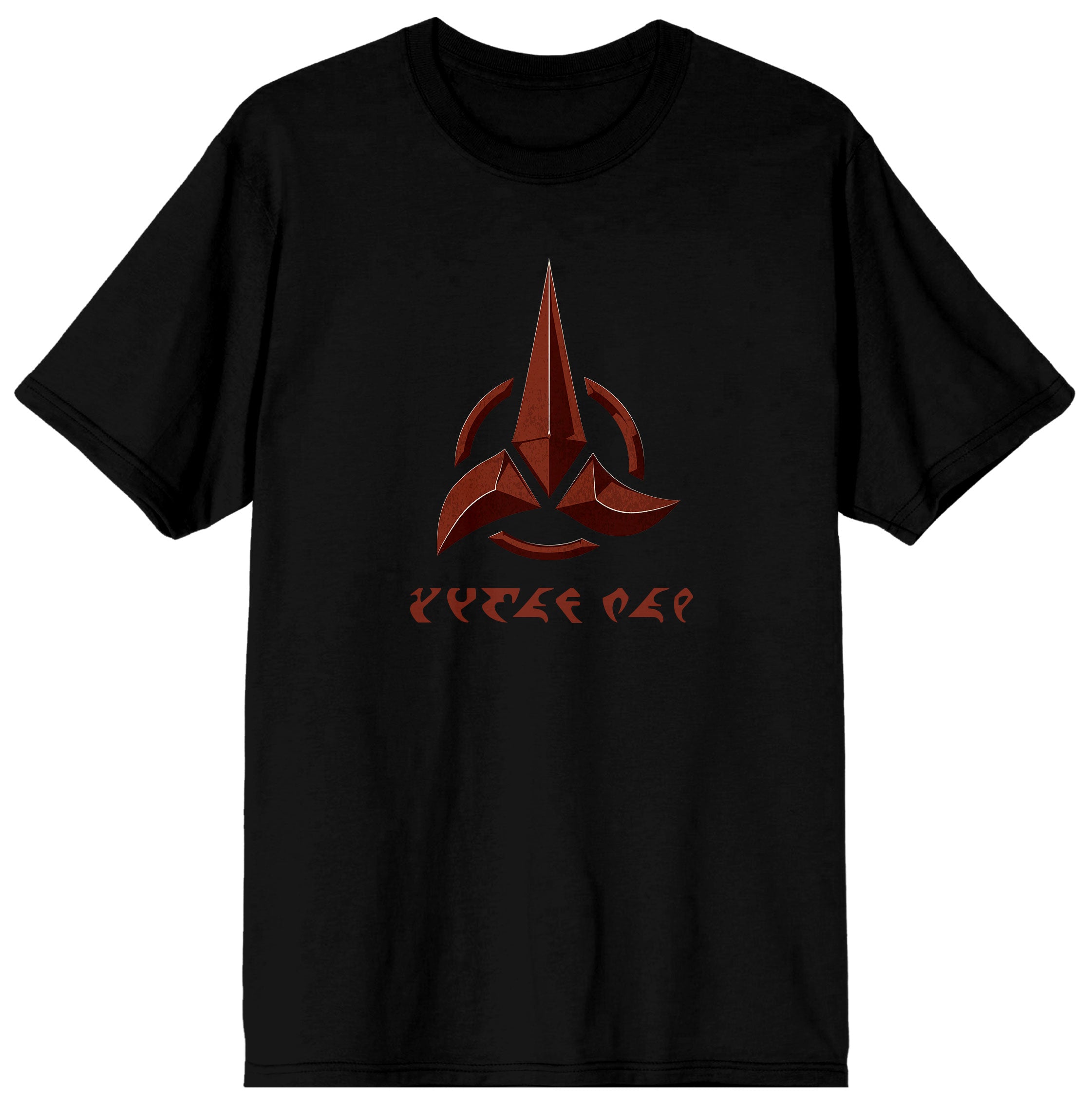 Mens Star Trek TV Series Klingon Text Black Short Sleeve Graphic Tee Shirt